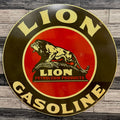 Lion Gasoline Large Porcelain Enamel Gas Station Sign