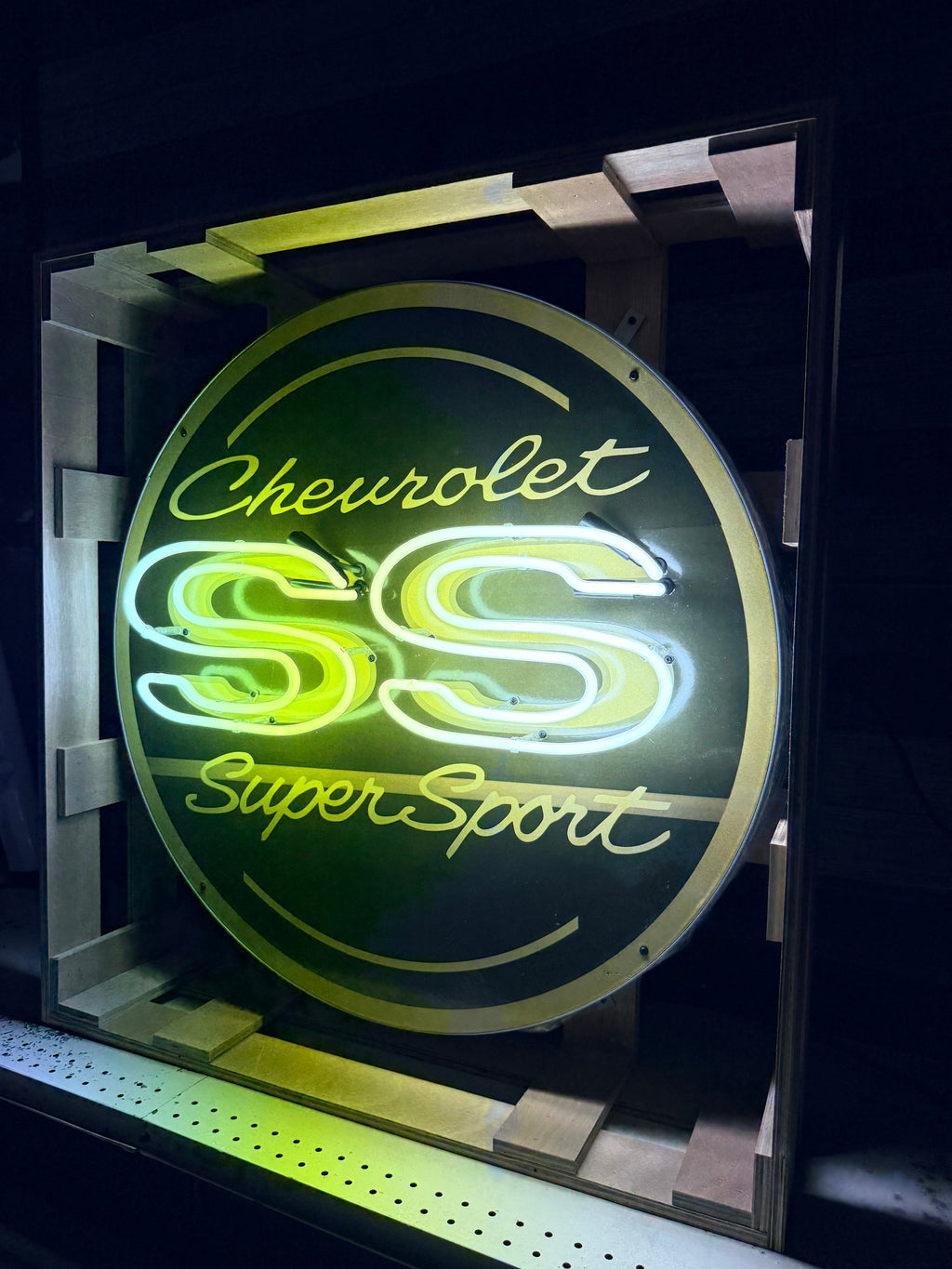 Cheverolet SS Super Sport Single-Sided Neon Porcelain Box Sign