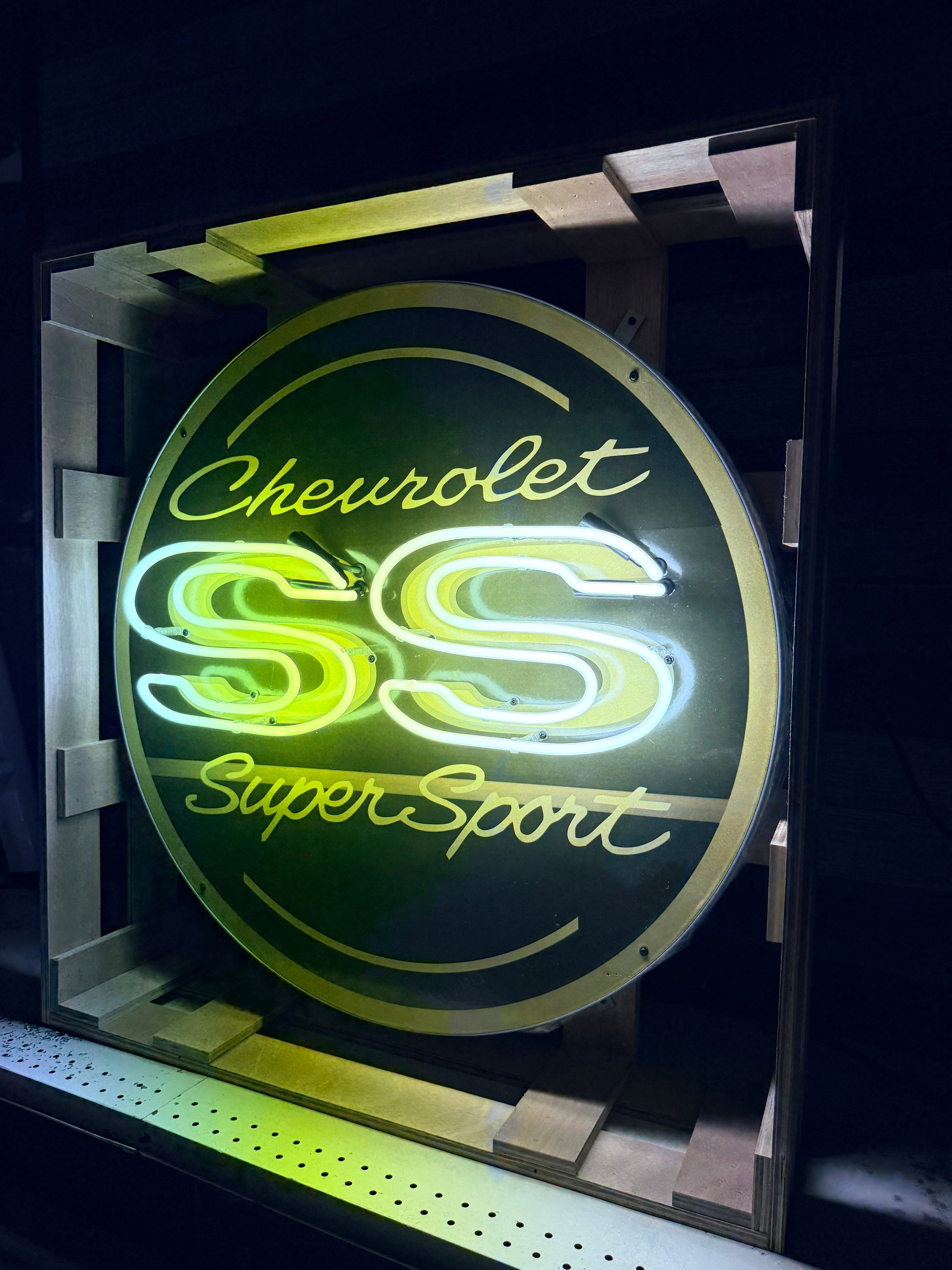 Cheverolet SS Super Sport Single-Sided Neon Porcelain Box Sign