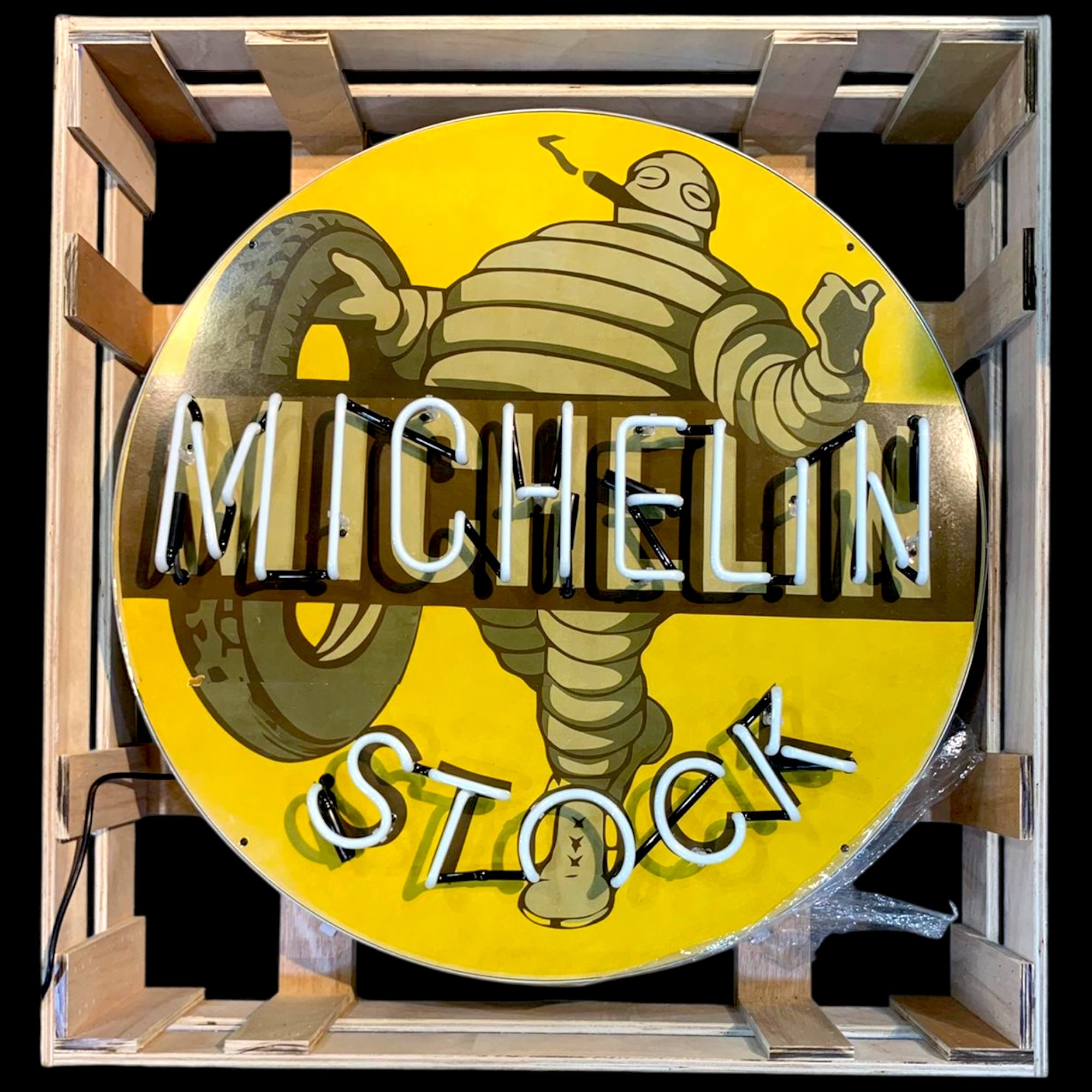 Michelin Man Stock Tires Neon Porcelain Enamel Sign