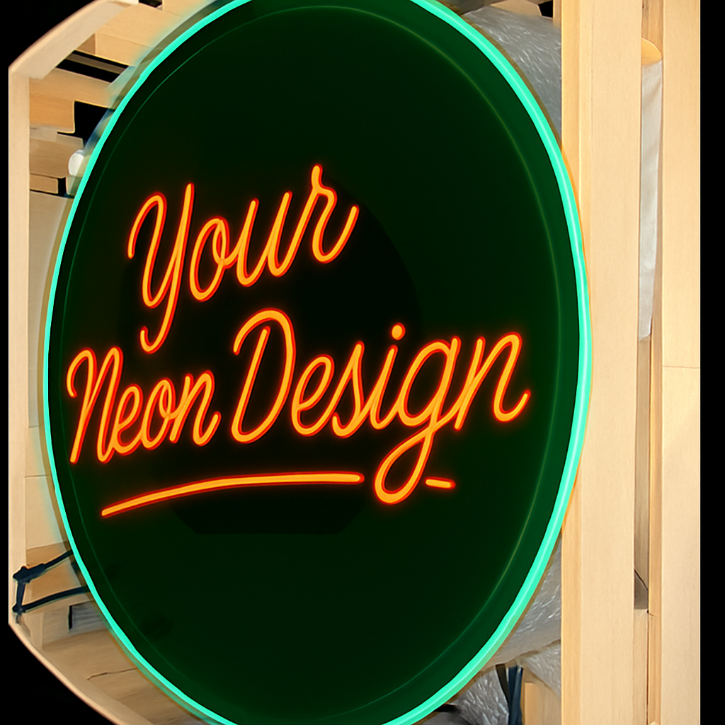 Custom Glass Neon with Porcelain — Your Design, Handcrafted, Premium Quality, Round — Best Real Neon Sign for Business or Garage
