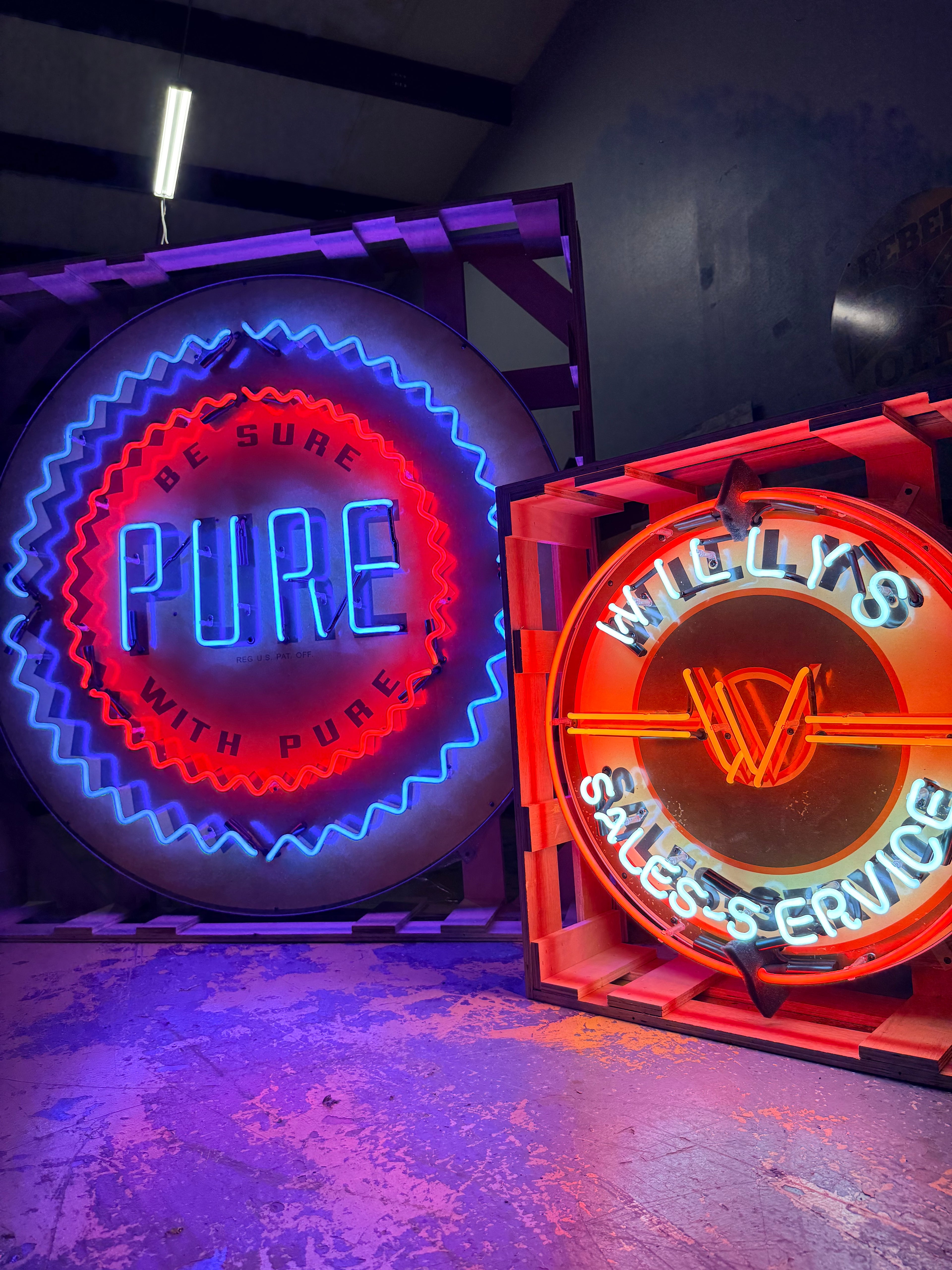 Willys Jeep Sales-Service Single-Sided Neon Porcelain Box Sign