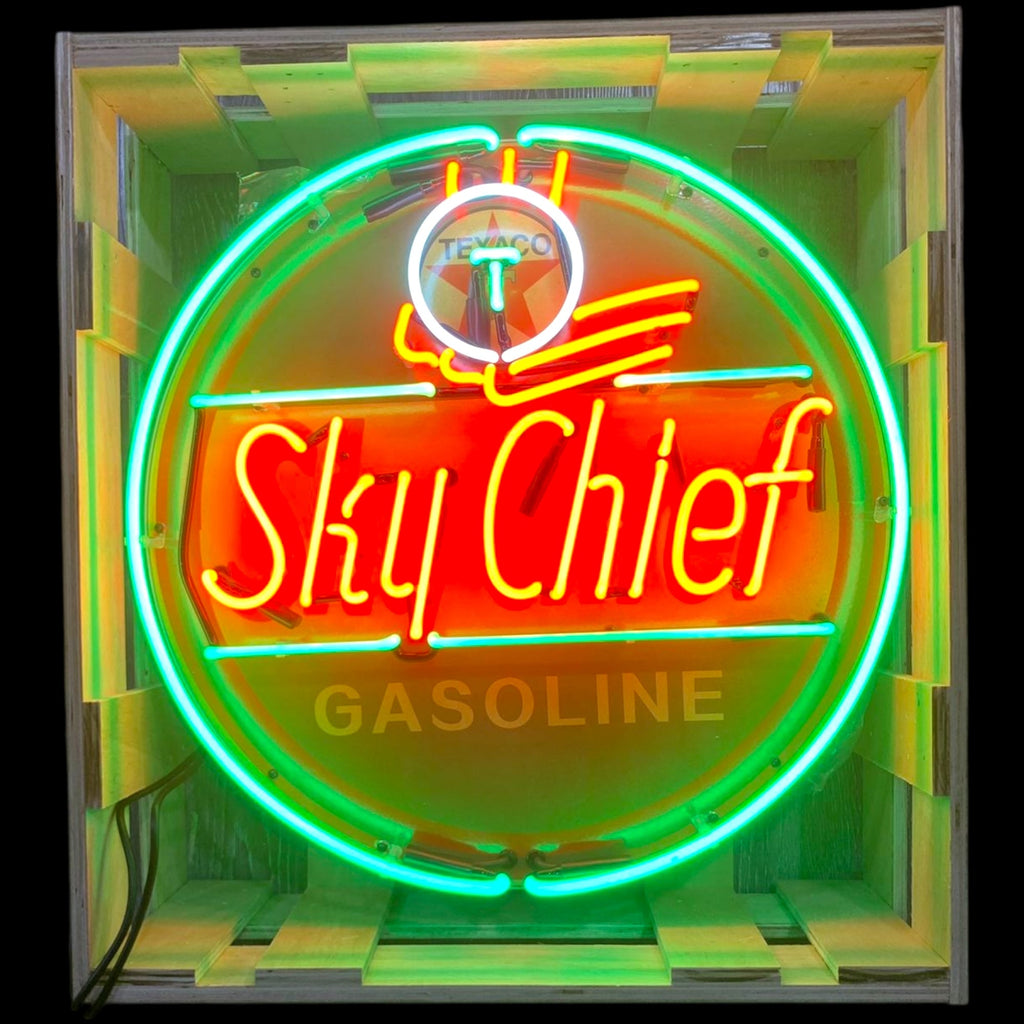 Sky Chief #1 Texaco Neon Porcelain Enamel Sign