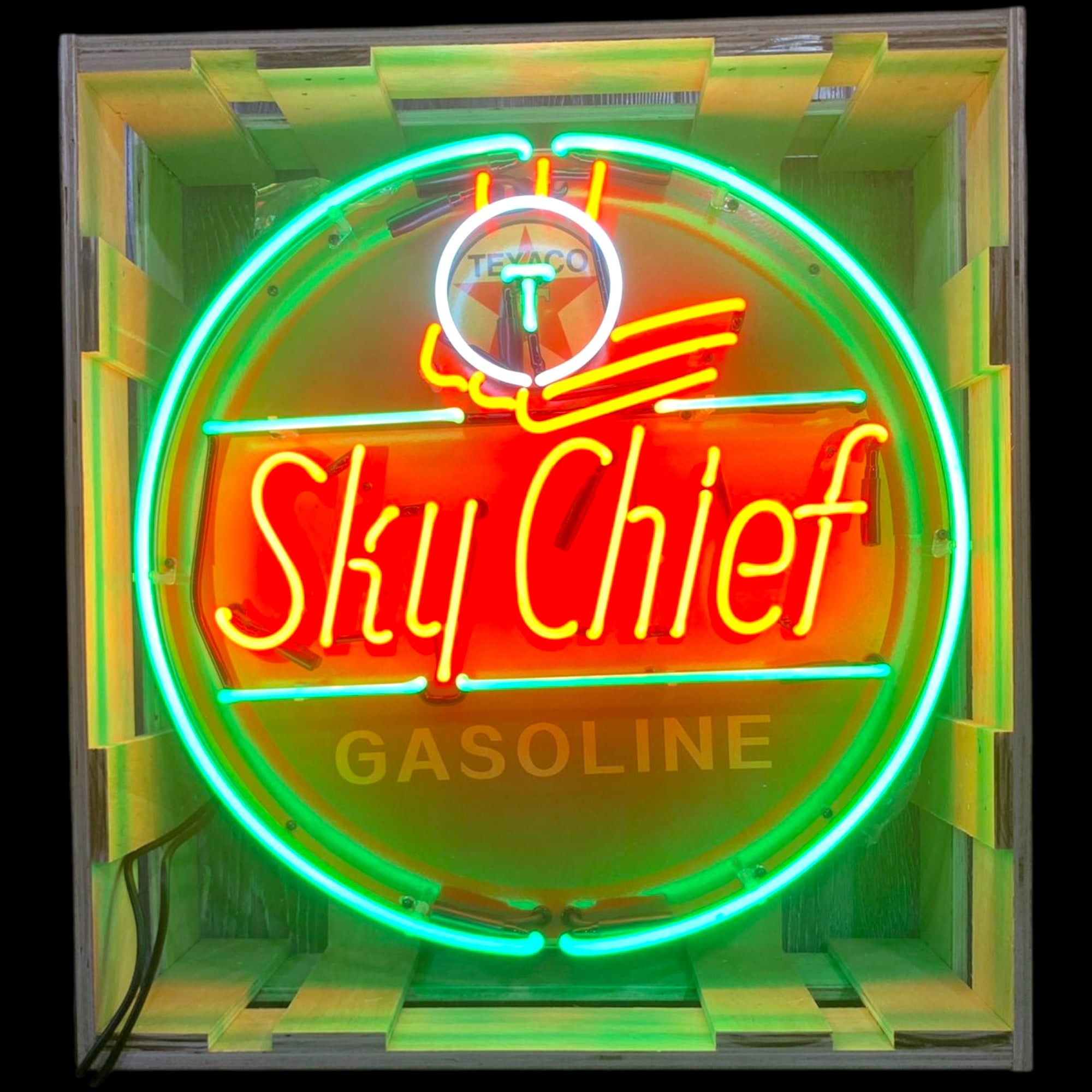 Sky Chief #1 Texaco Neon Porcelain Enamel Sign
