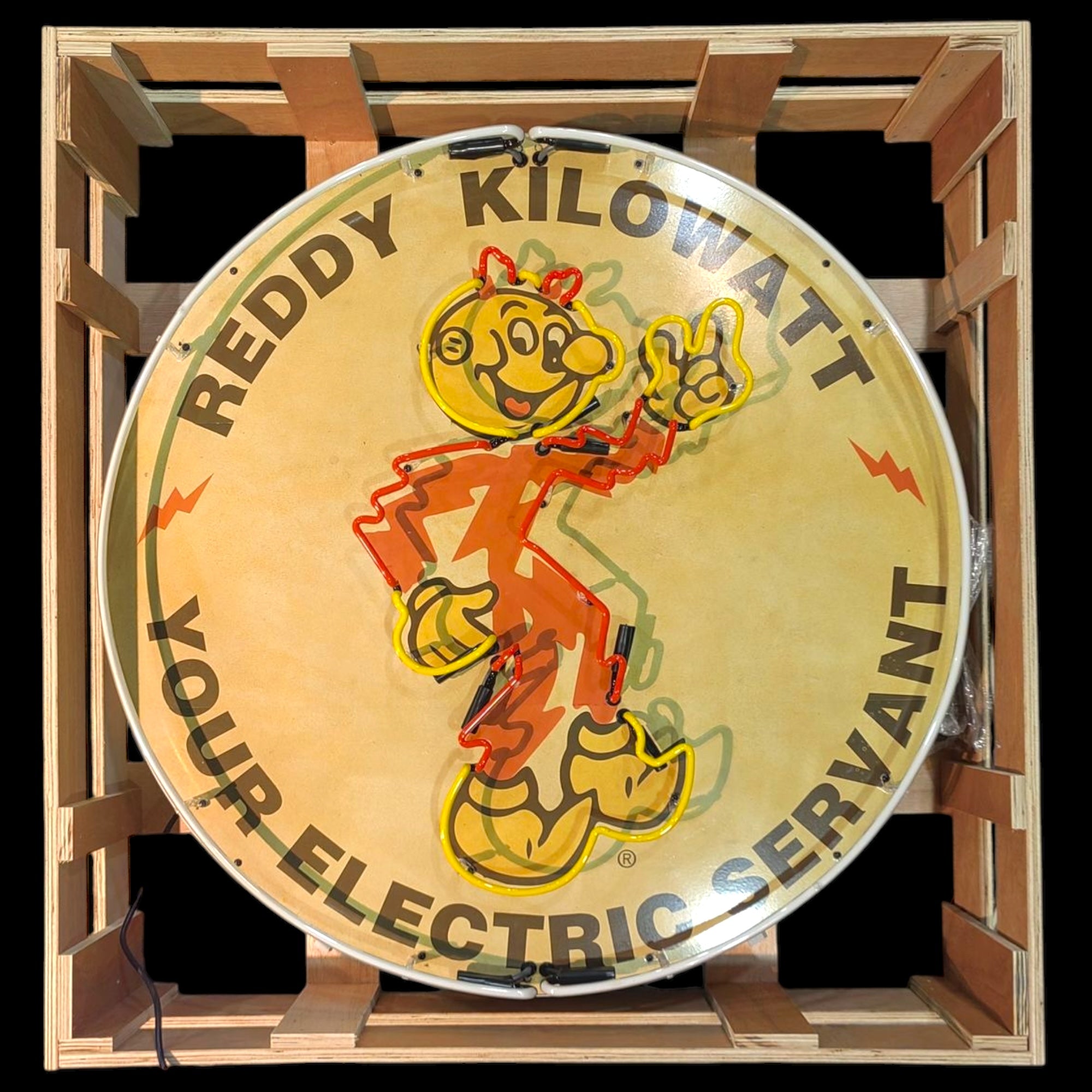 Reddy Kilowatt Electric Servant Neon Porcelain Enamel Sign