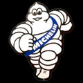 Michelin Man Bibendum Running Die Cut Porcelain Vintage Metal Sign