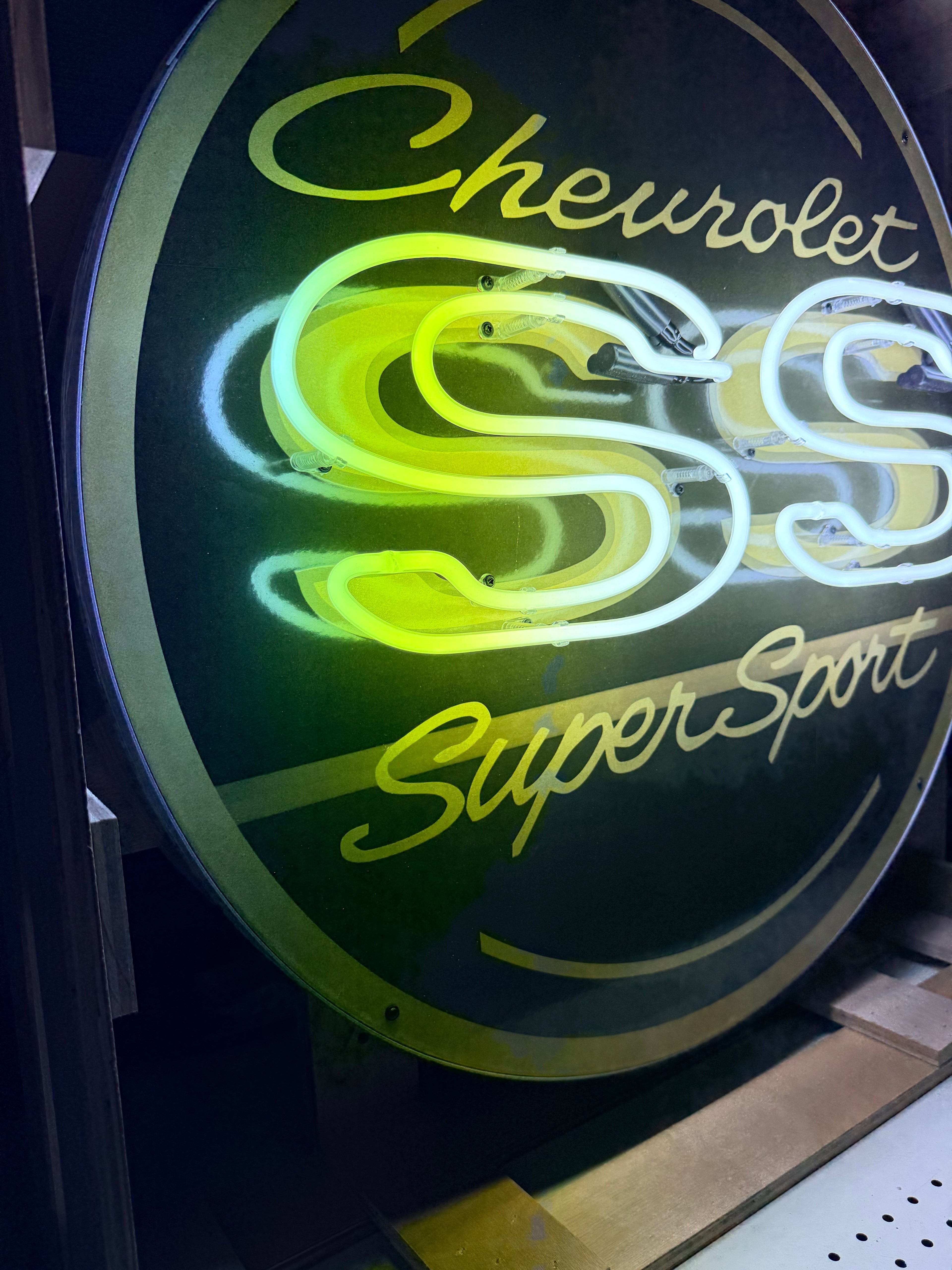 Cheverolet SS Super Sport Single-Sided Neon Porcelain Box Sign