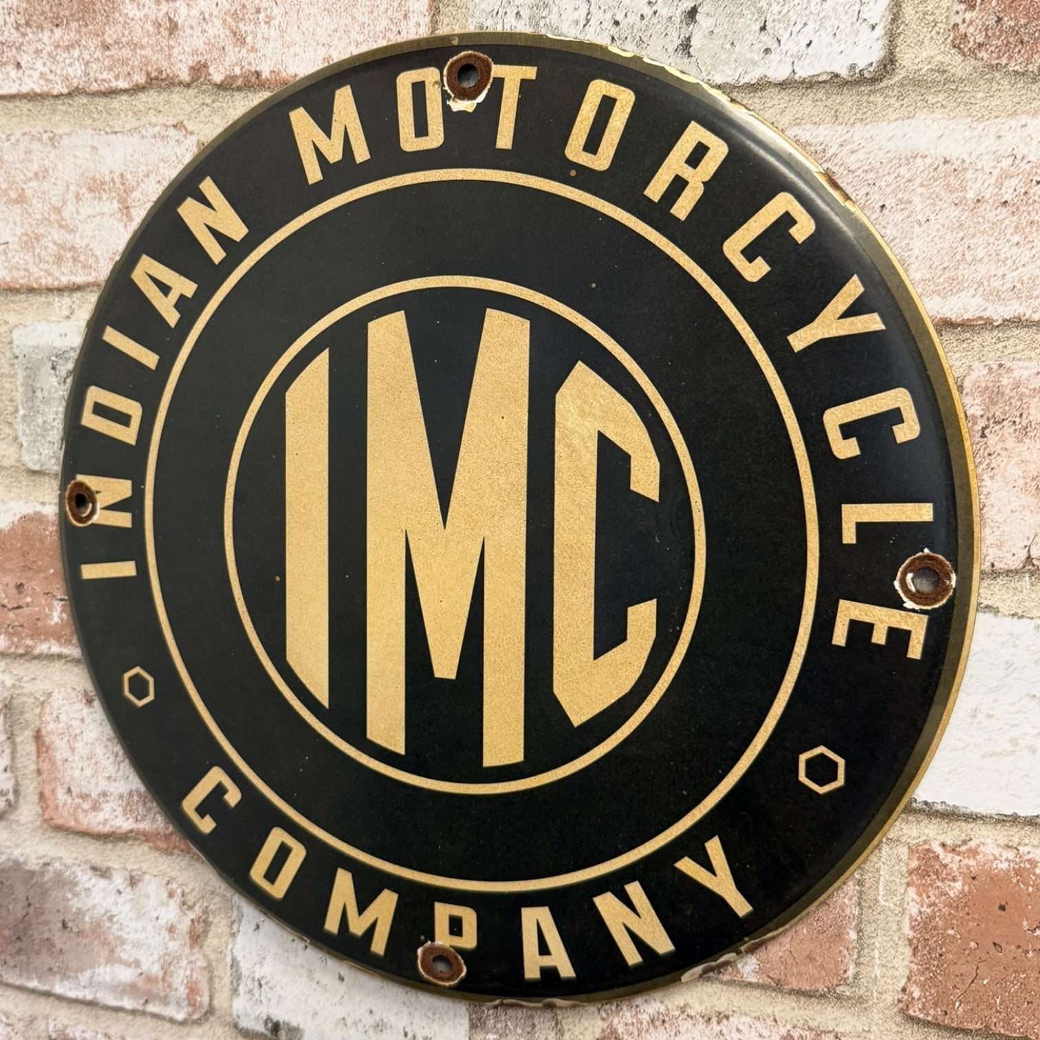 IMC Motorcycles Vintage Porcelain Enamel Sign 12-Inch