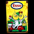 Esso Couple on Scooter Porcelain Enamel Vintage Metal Reproduction