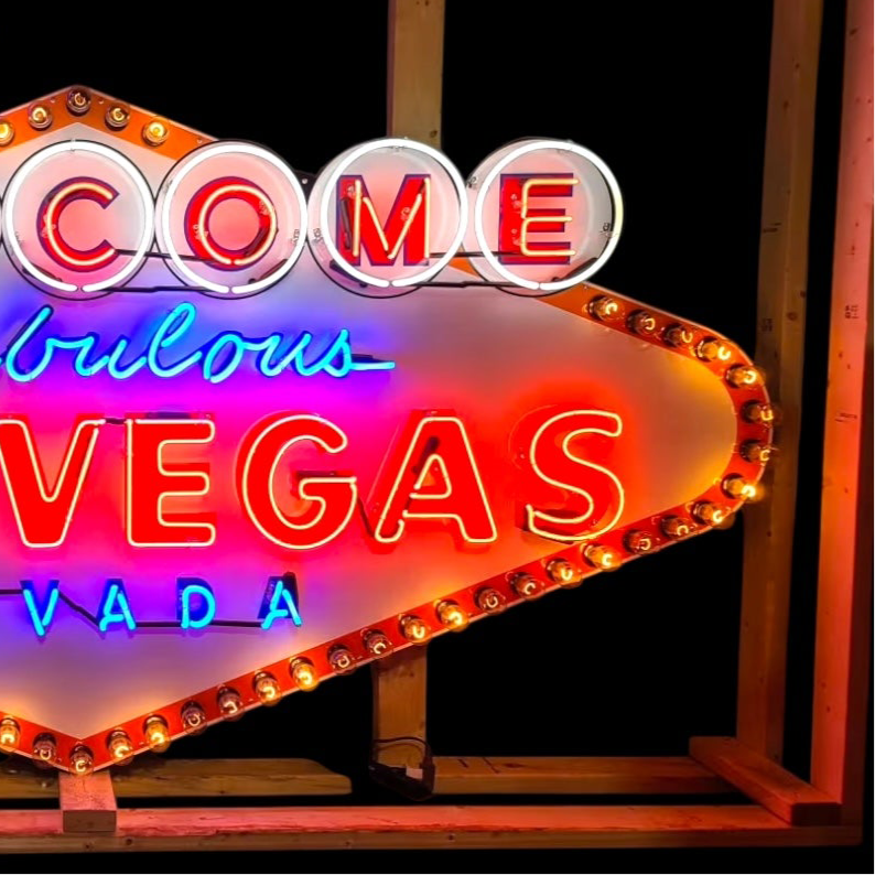 Welcome to Las Vegas - Glass Neon Sign with Metal Can - Iconic Vintage Monument XL 60in/72in/84in Large Scale Replica