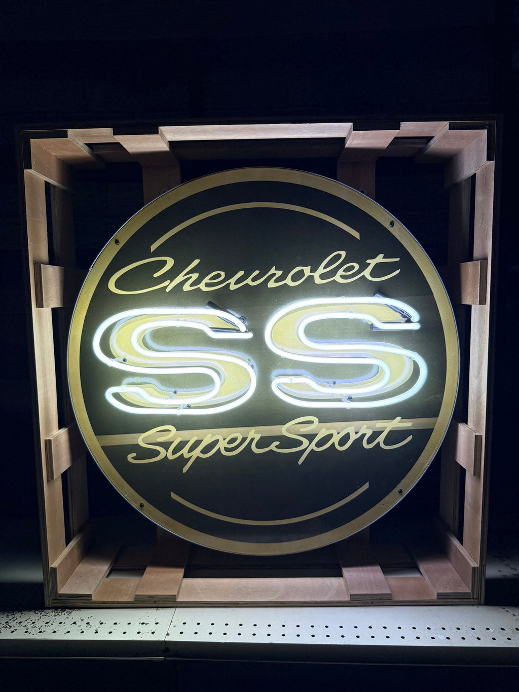 Cheverolet SS Super Sport Single-Sided Neon Porcelain Box Sign