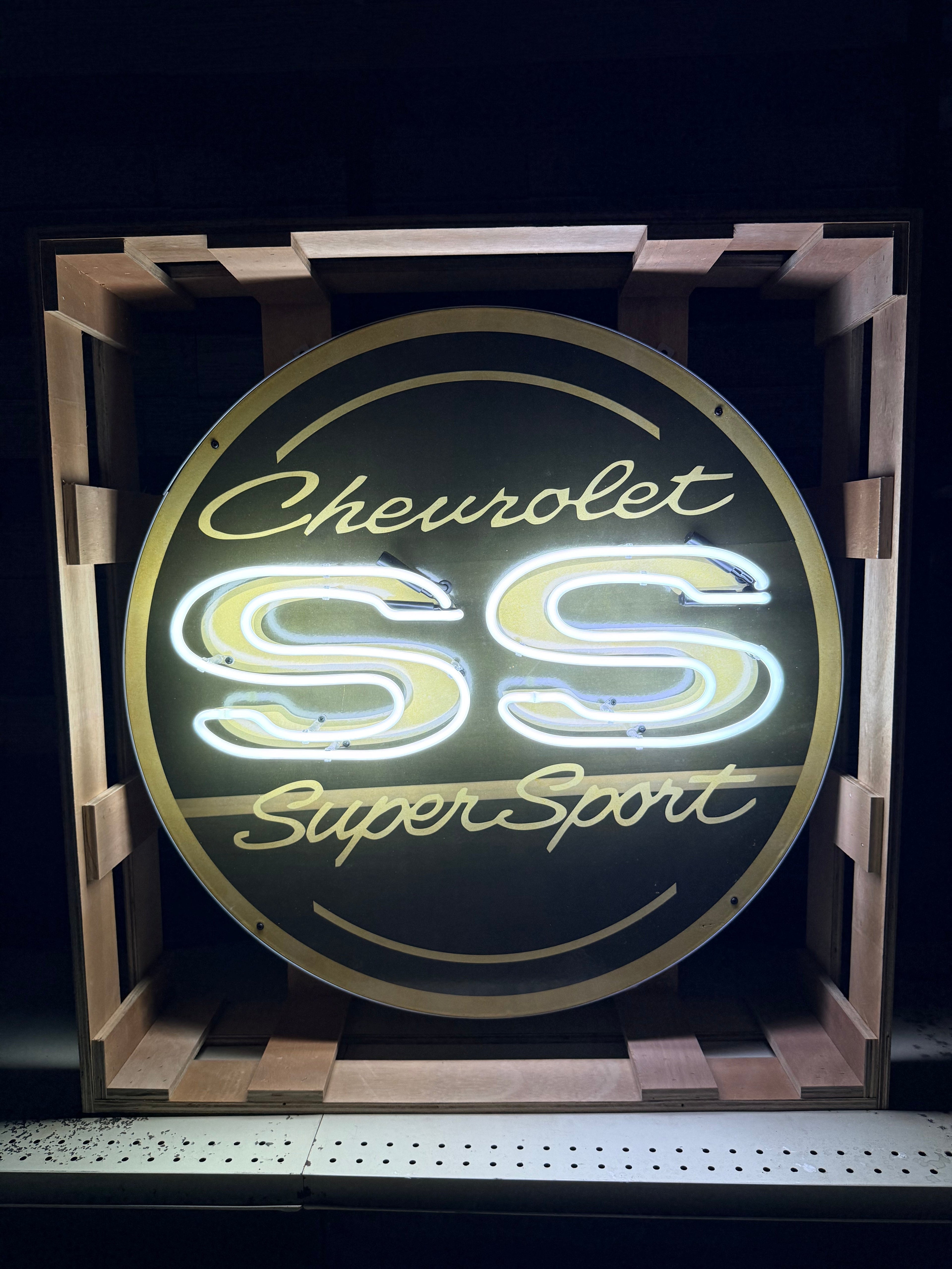 Cheverolet SS Super Sport Single-Sided Neon Porcelain Box Sign