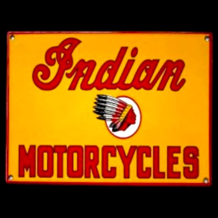 Indian Motorcycles Antique Panel Porcelain Enamel Vintage Metal Reproduction