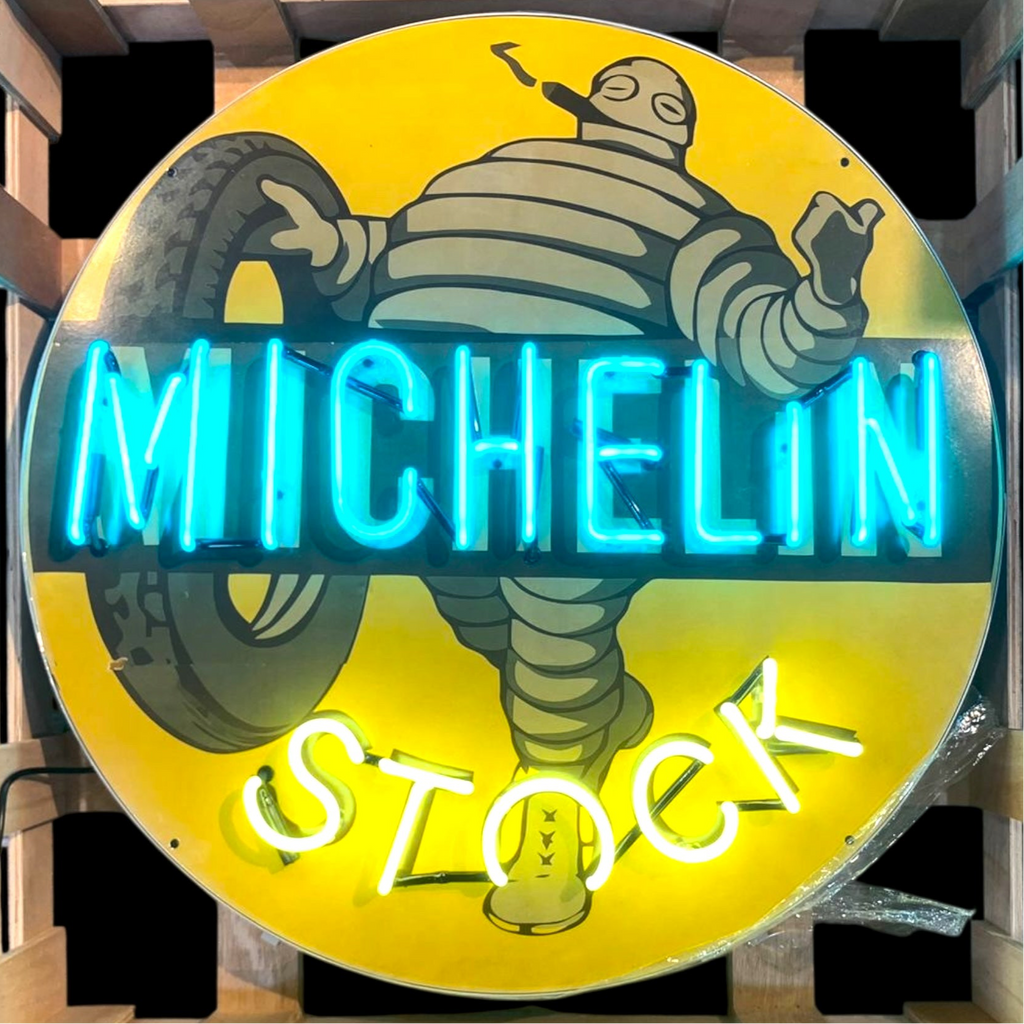 Michelin Man Stock Tires Neon Porcelain Enamel Sign