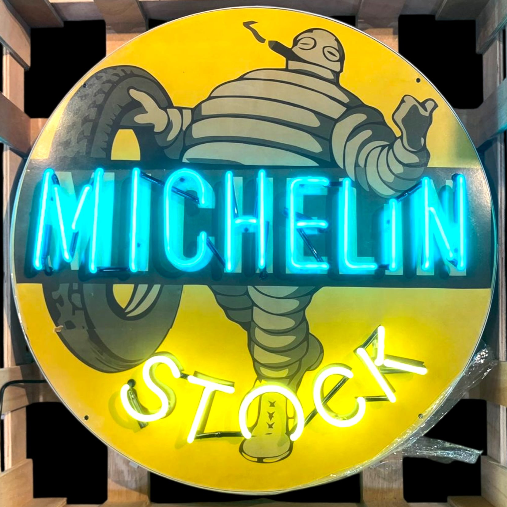Michelin Man Stock Tires Neon Porcelain Enamel Sign
