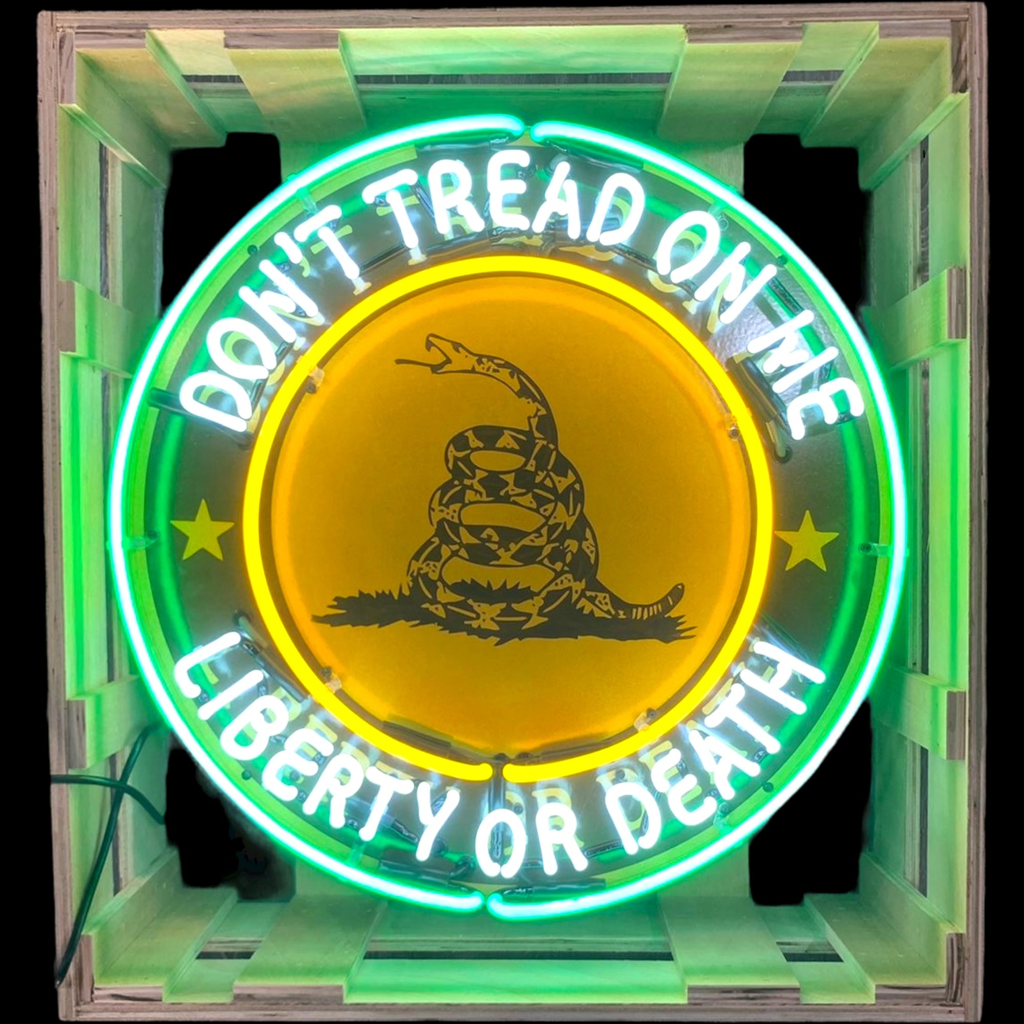 Don't Tread on Me Single-Sided Neon Porcelain Box Sign