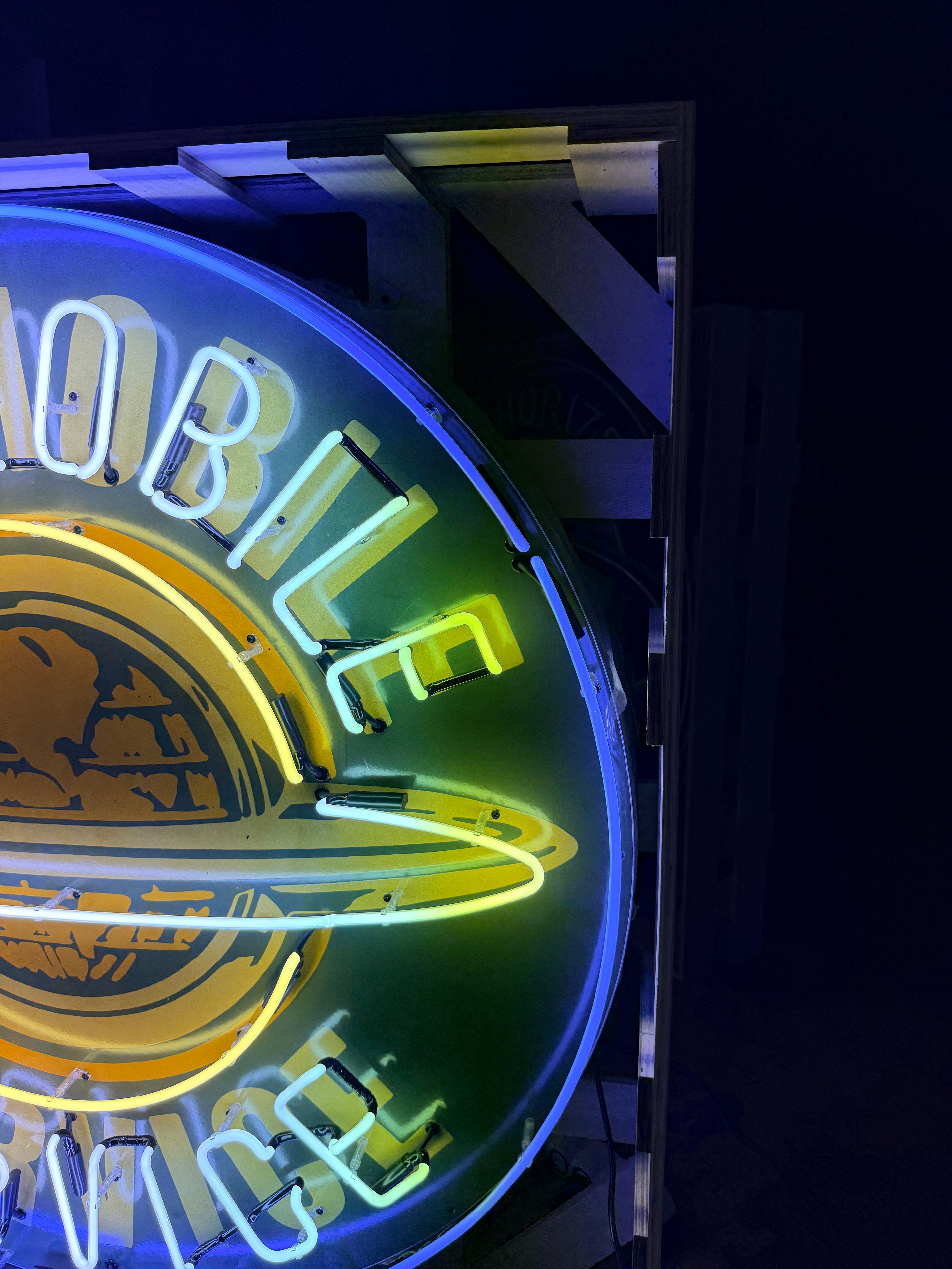 Oldsmobile Service Single-Sided Neon Porcelain Box Sign