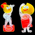 2pc Set Esso Oil Drop Neon Porcelain Die Cut Character Signs with Can