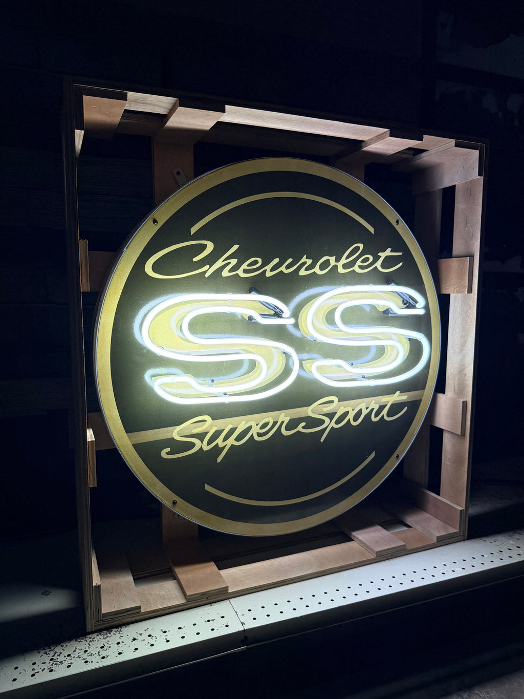Cheverolet SS Super Sport Single-Sided Neon Porcelain Box Sign