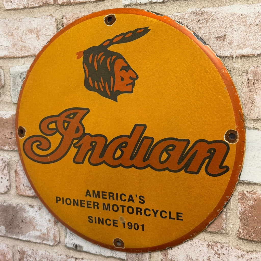 Indian Motorcycles Pioneer Vintage Porcelain Enamel Metal Sign