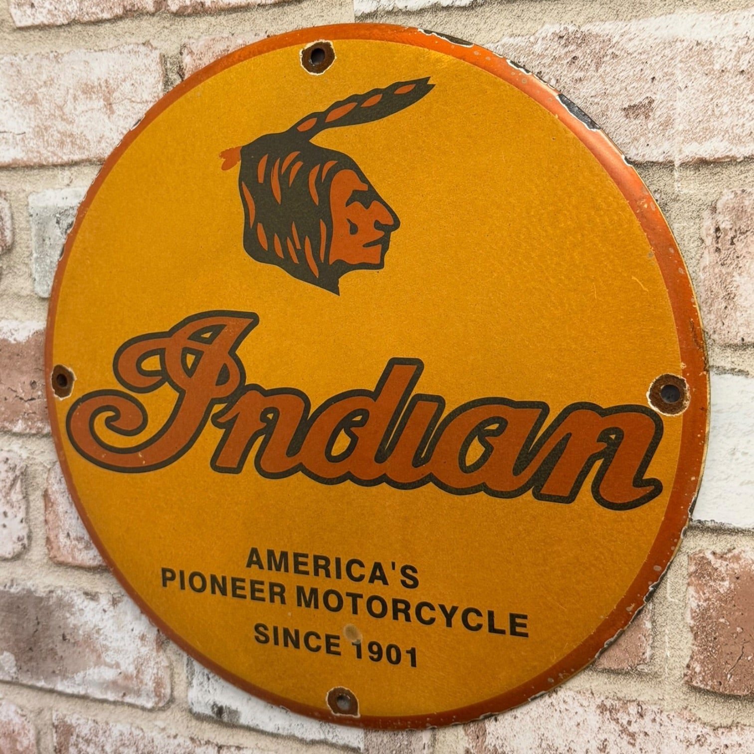 Indian Motorcycles Pioneer Vintage Porcelain Enamel Metal Sign