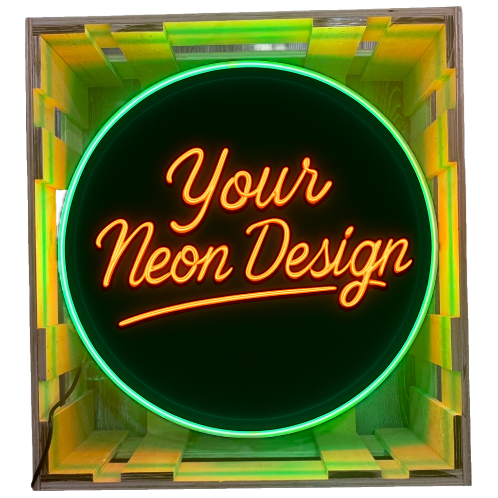 Custom Glass Neon with Porcelain — Your Design, Handcrafted, Premium Quality, Round — Best Real Neon Sign for Business or Garage