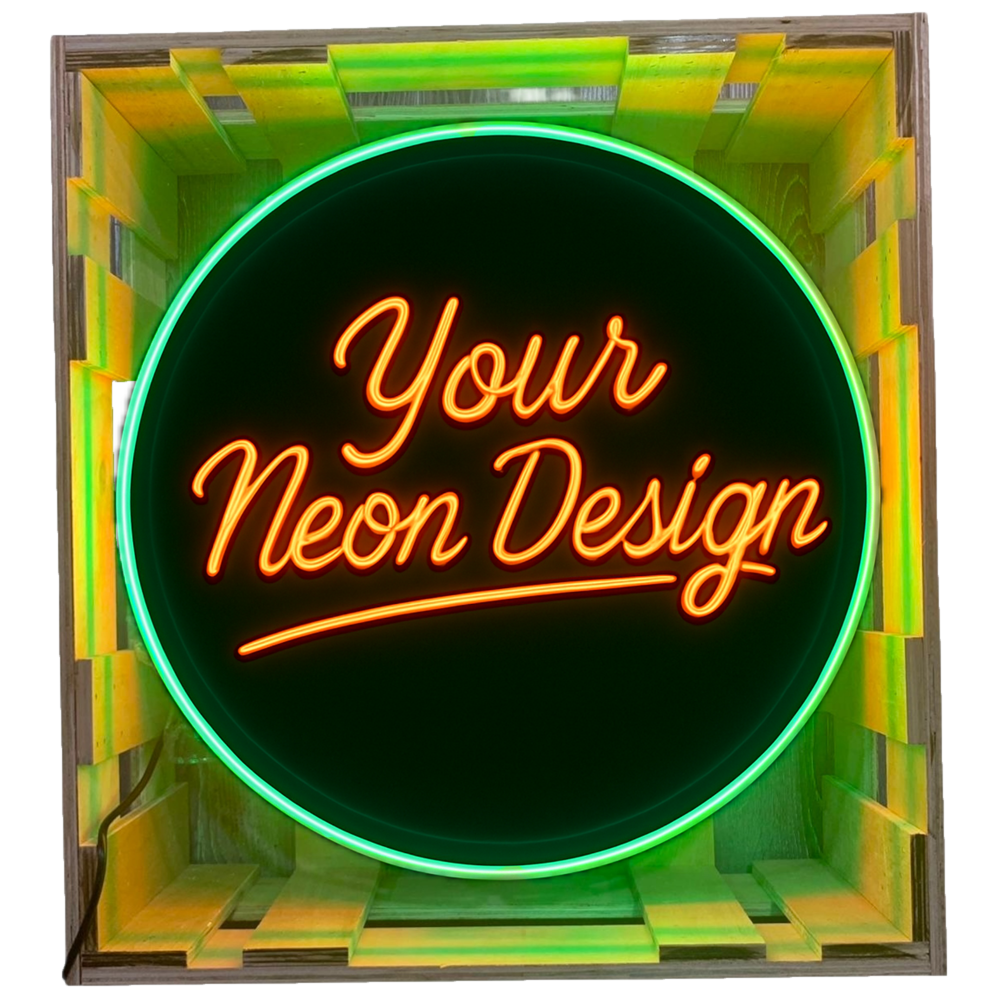 Custom Glass Neon with Porcelain — Your Design, Handcrafted, Premium Quality, Round — Best Real Neon Sign for Business or Garage