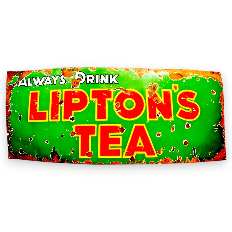 Drink Lipton's Tea Porcelain Enamel Vintage Metal Reproduction