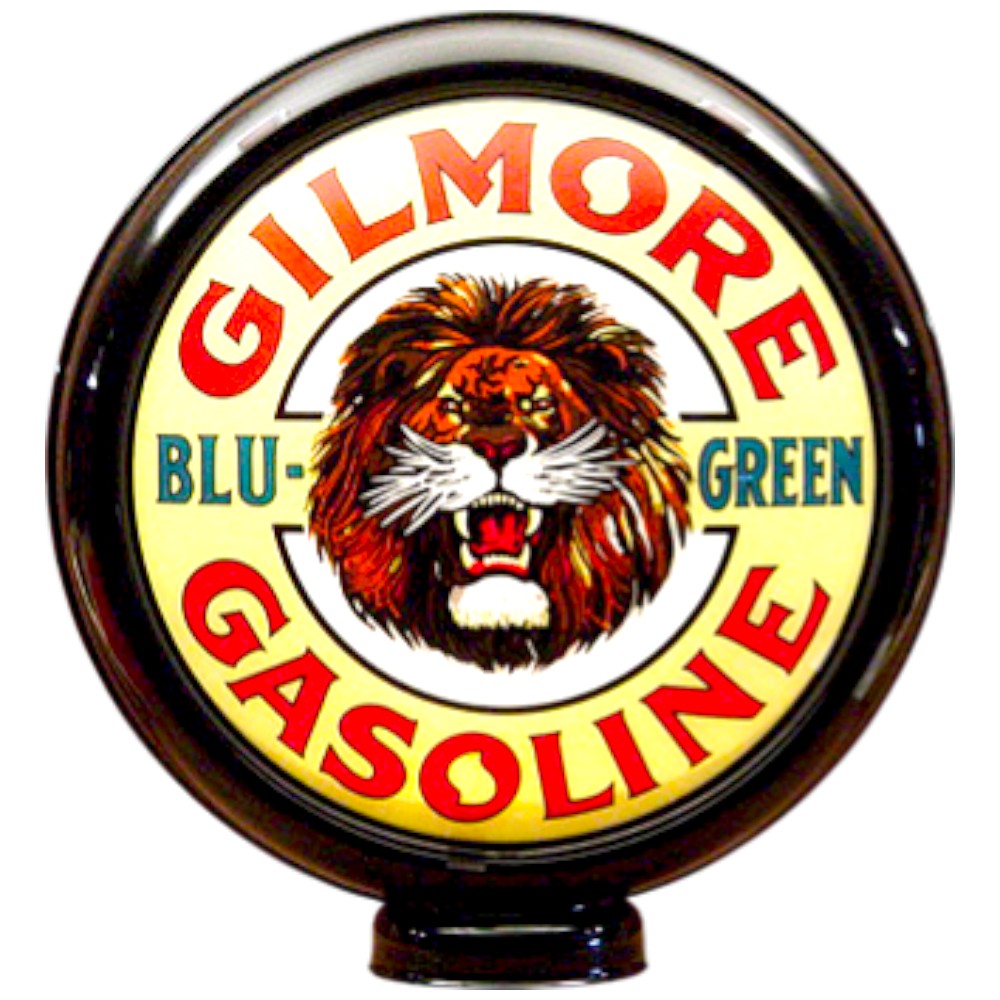 Glimore Gasoline Blu Green Lighted Globe Gas Pump Topper