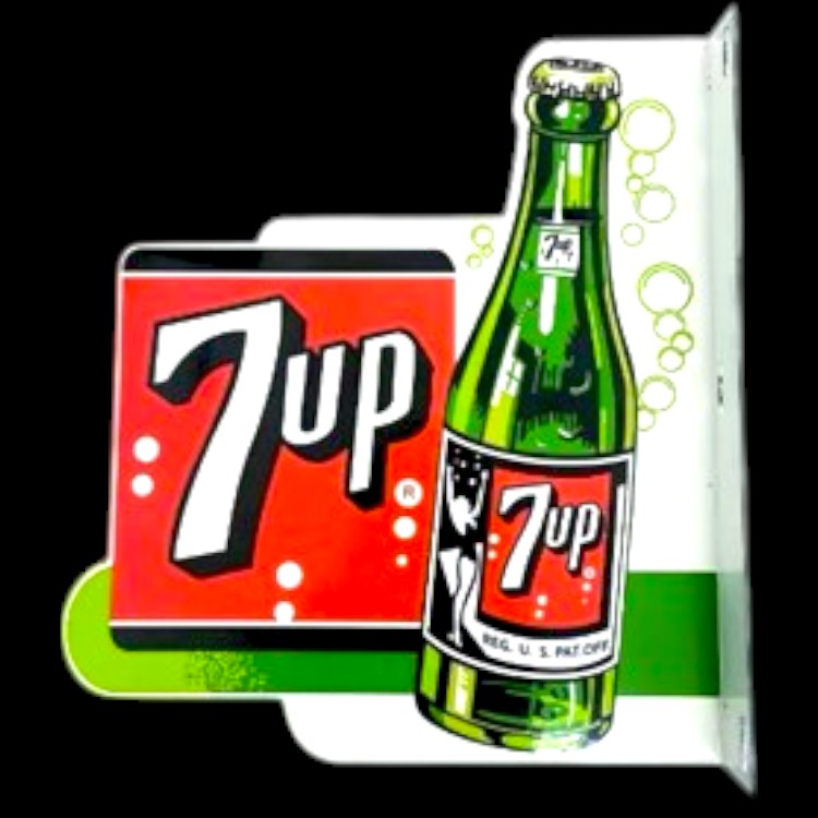 7Up Retro Bottle Flange Die Cut Porcelain Vintage Metal Sign