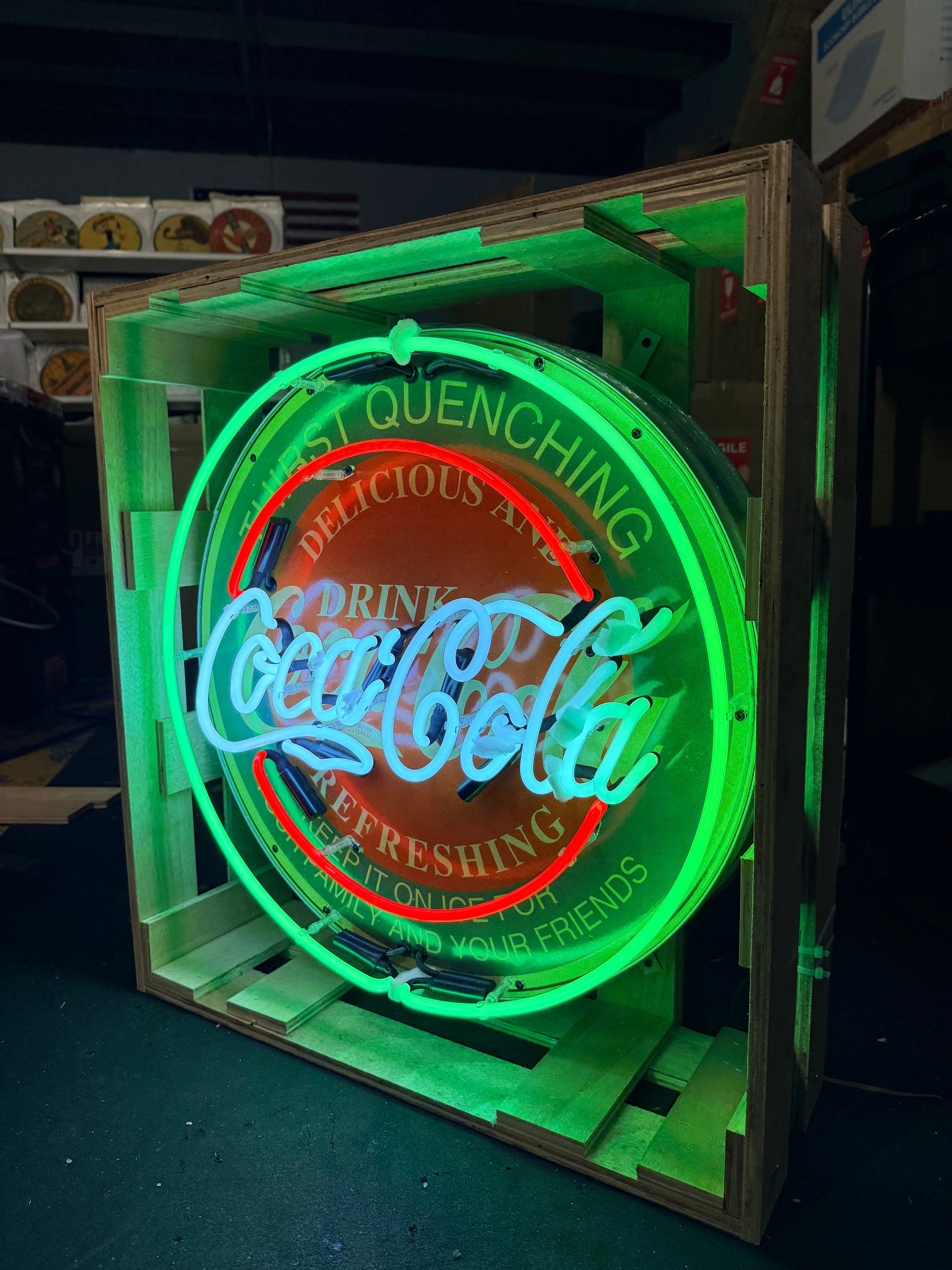 Classic Refreshing Coca-Cola Single-Sided Neon Porcelain Box Sign