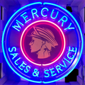 Mercury Sales & Service Single-Sided Neon Porcelain Box Sign
