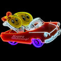 Esso Large Neon Sign - Die Cut Oil Drop Couple - Premium Glass & Porcelain with Can - Retro Gas Advertising
