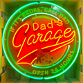 Dad's Garage Open 24 Hours Single-Sided Neon Porcelain Box Sign