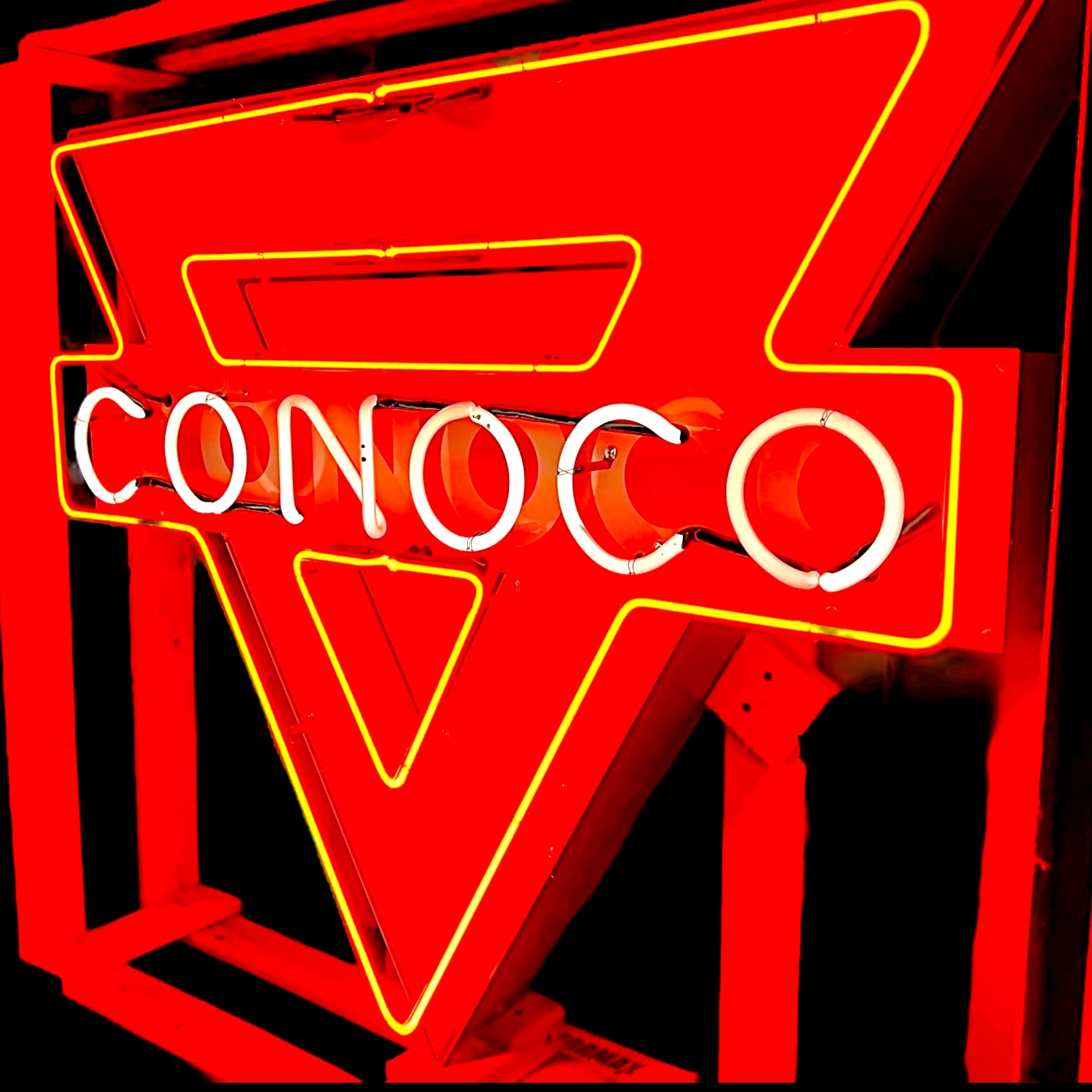 Conoco Triangle Vintage Glass Neon Sign – Die-Cut, Large, Classic Gas Station Lighted Advertising