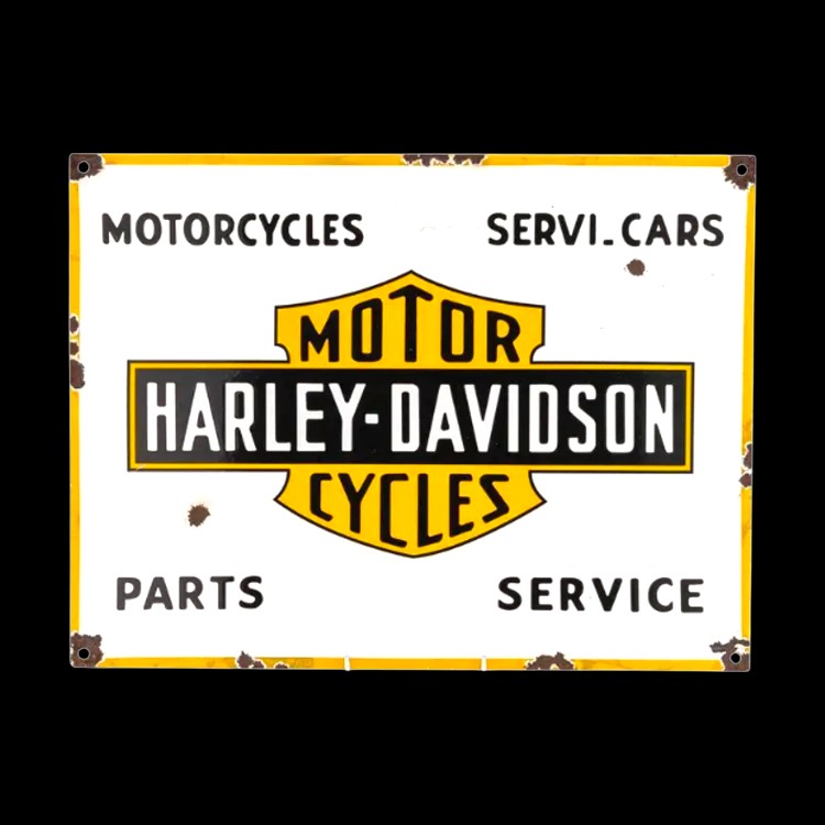 Harley Davidson Parts & Service Porcelain Enamel Vintage Metal Reproduction