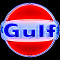 Gulf Racing Neon Sign with Dog Ears - Real Glass, Porcelain, Metal Can
