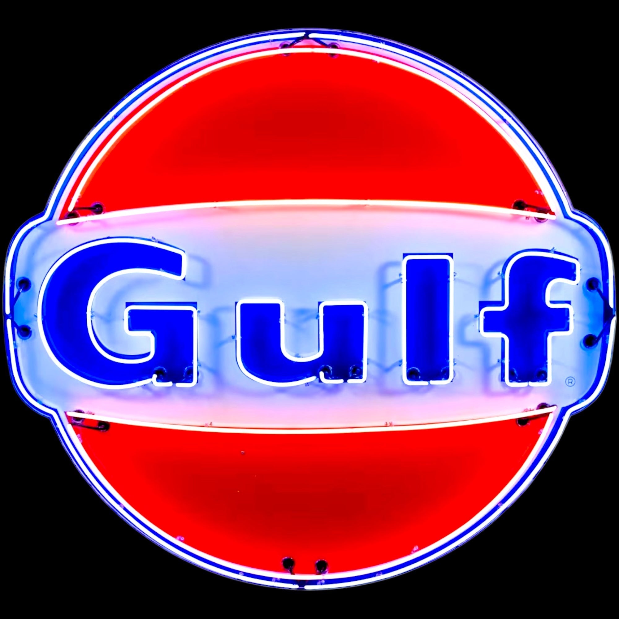 Gulf Racing Neon Sign with Dog Ears - Real Glass, Porcelain, Metal Can