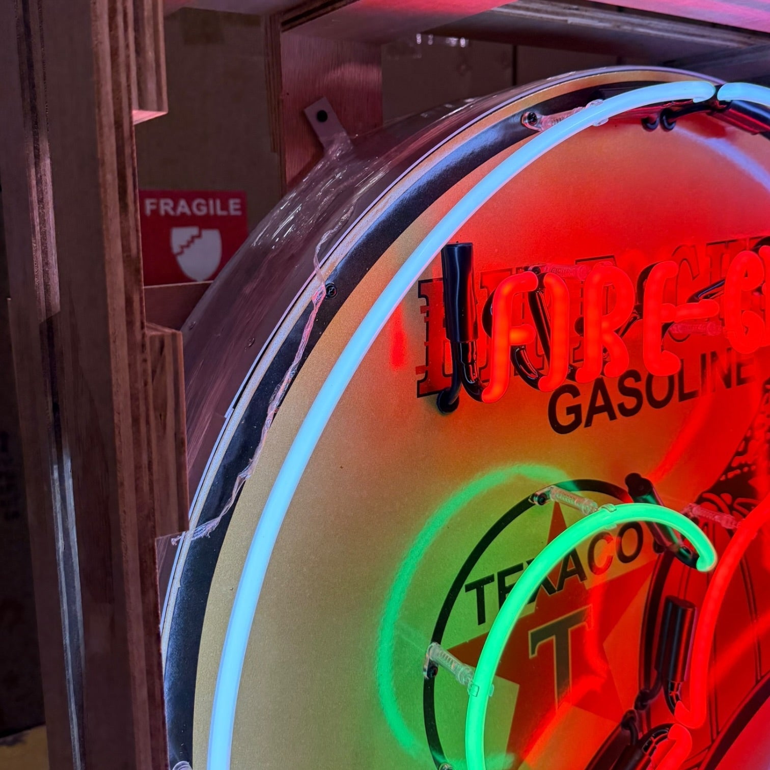 Texaco Fire-Chief Gasoline Single-Sided Neon Porcelain Box Sign