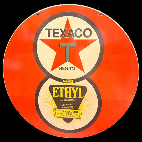 *Limited* Texaco Ethyl Double-Sided Large Porcelain Enamel on Steel (DS 30-Inch)