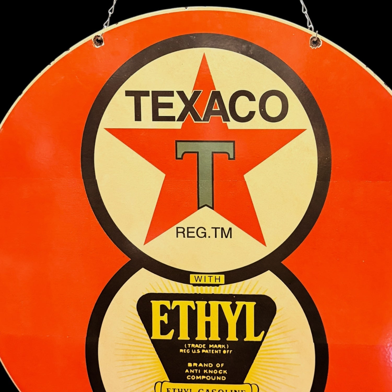 *Limited* Texaco Ethyl Double-Sided Large Porcelain Enamel on Steel (DS 30-Inch)