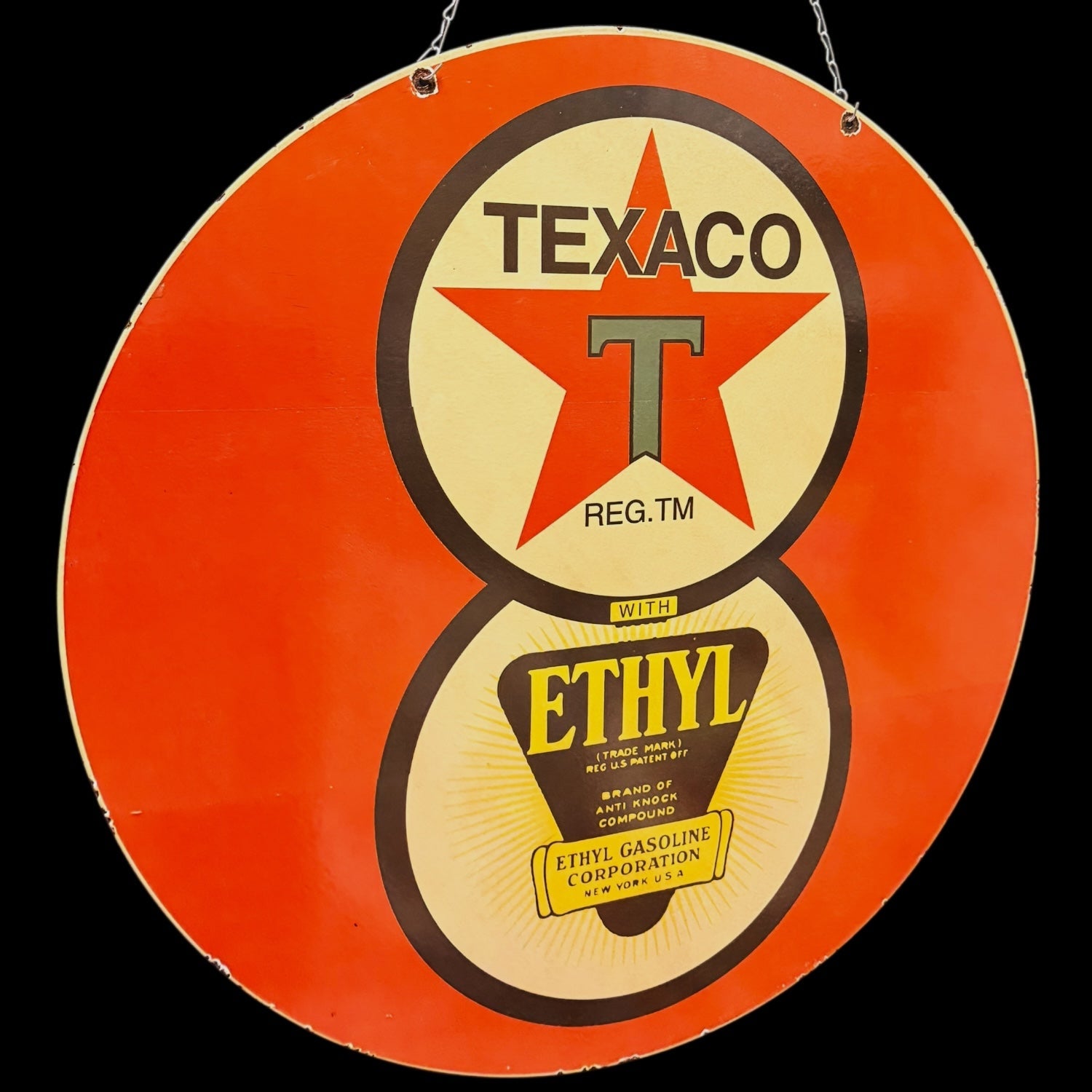 *Limited* Texaco Ethyl Double-Sided Large Porcelain Enamel on Steel (DS 30-Inch)