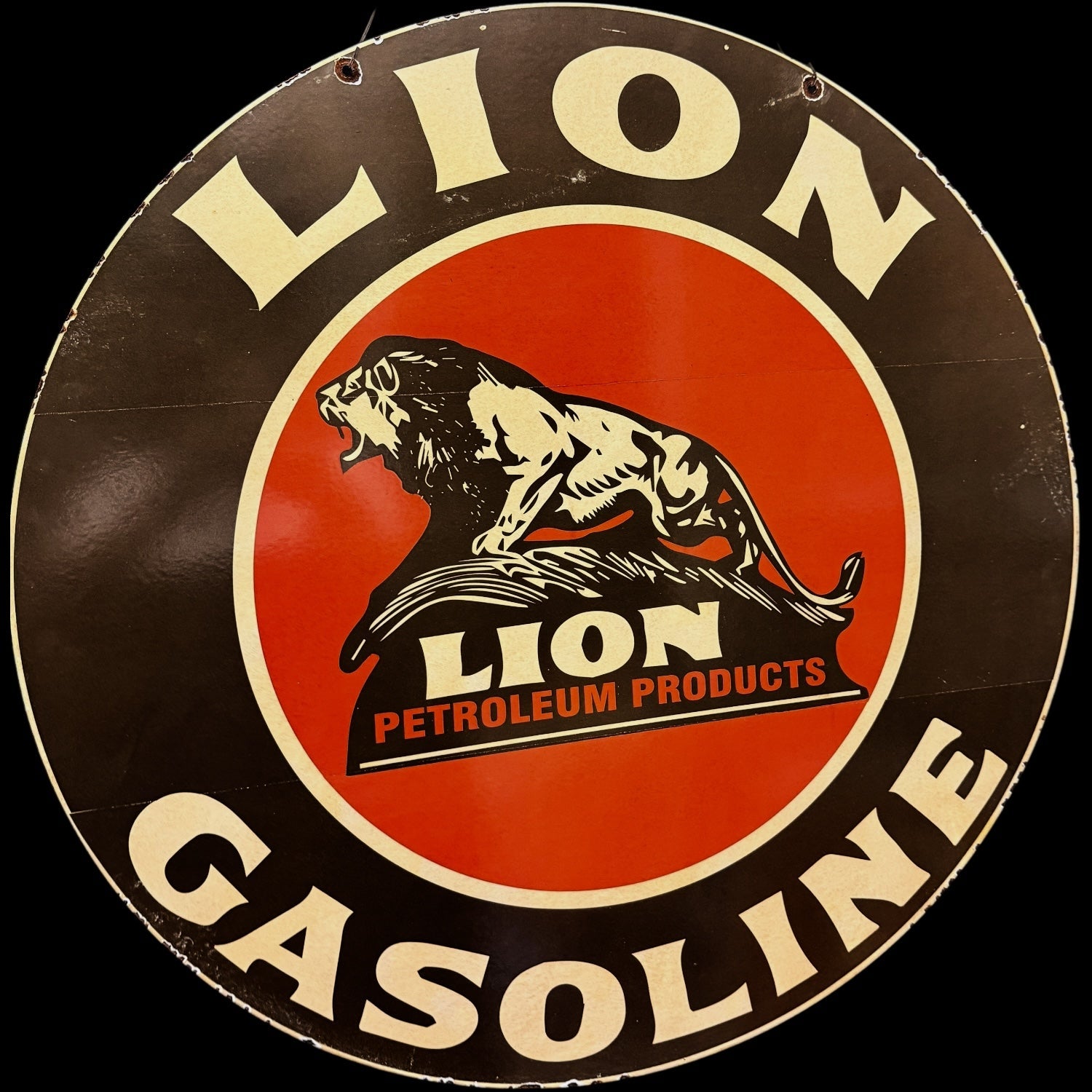 *Limited* Lion Gasoline Double-Sided Large Porcelain Enamel on Steel (DS 30-Inch)