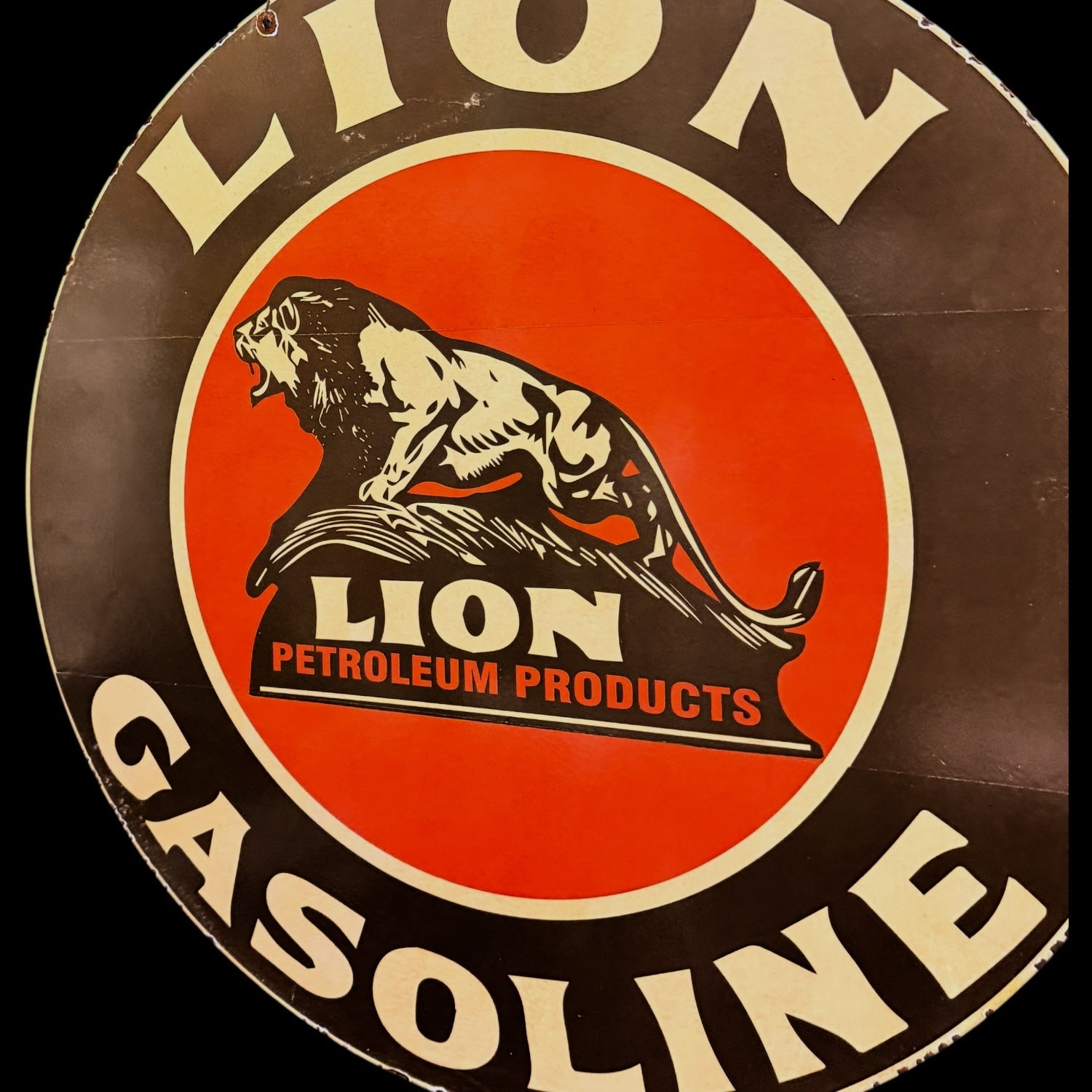 *Limited* Lion Gasoline Double-Sided Large Porcelain Enamel on Steel (DS 30-Inch)