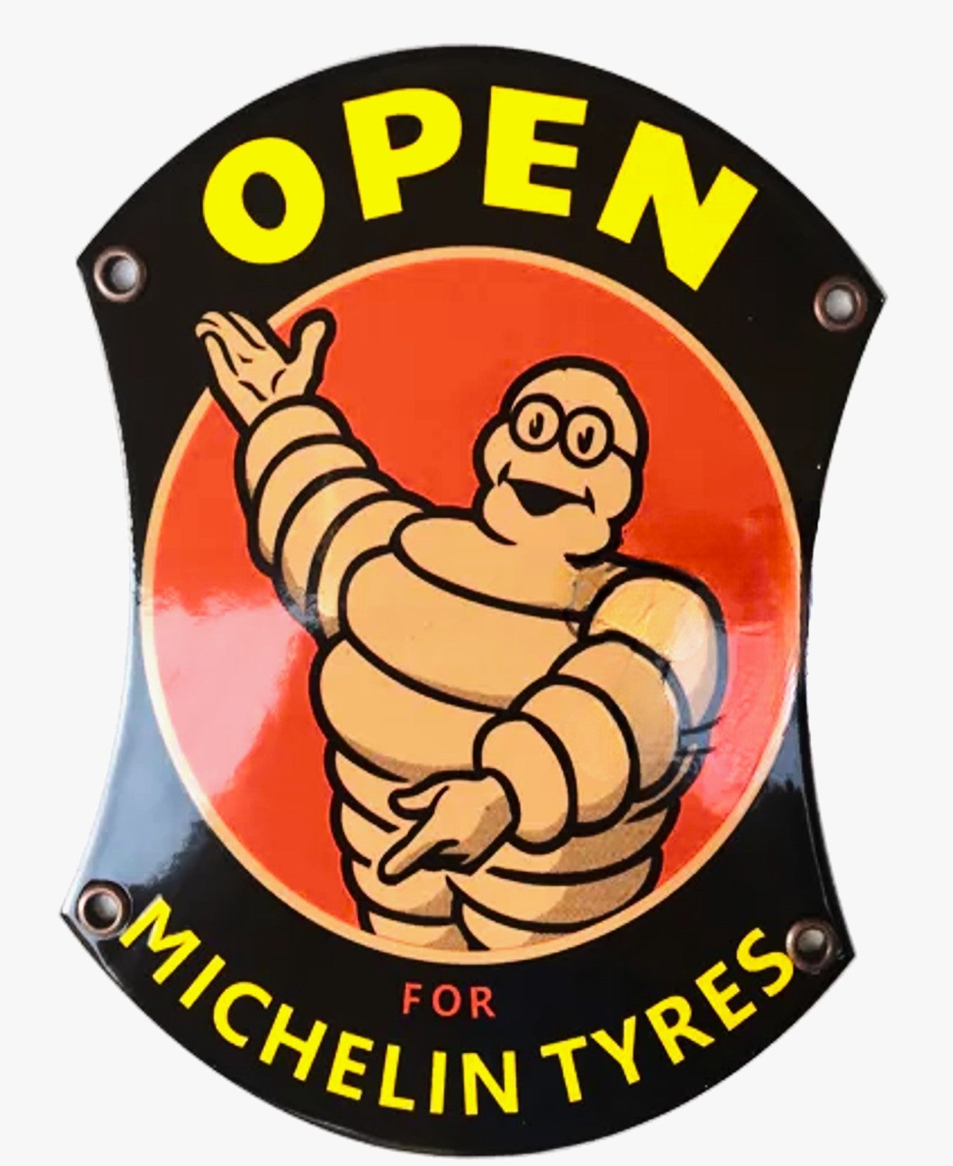 Michelin Tyres Open Die Cut Porcelain Vintage Metal Sign
