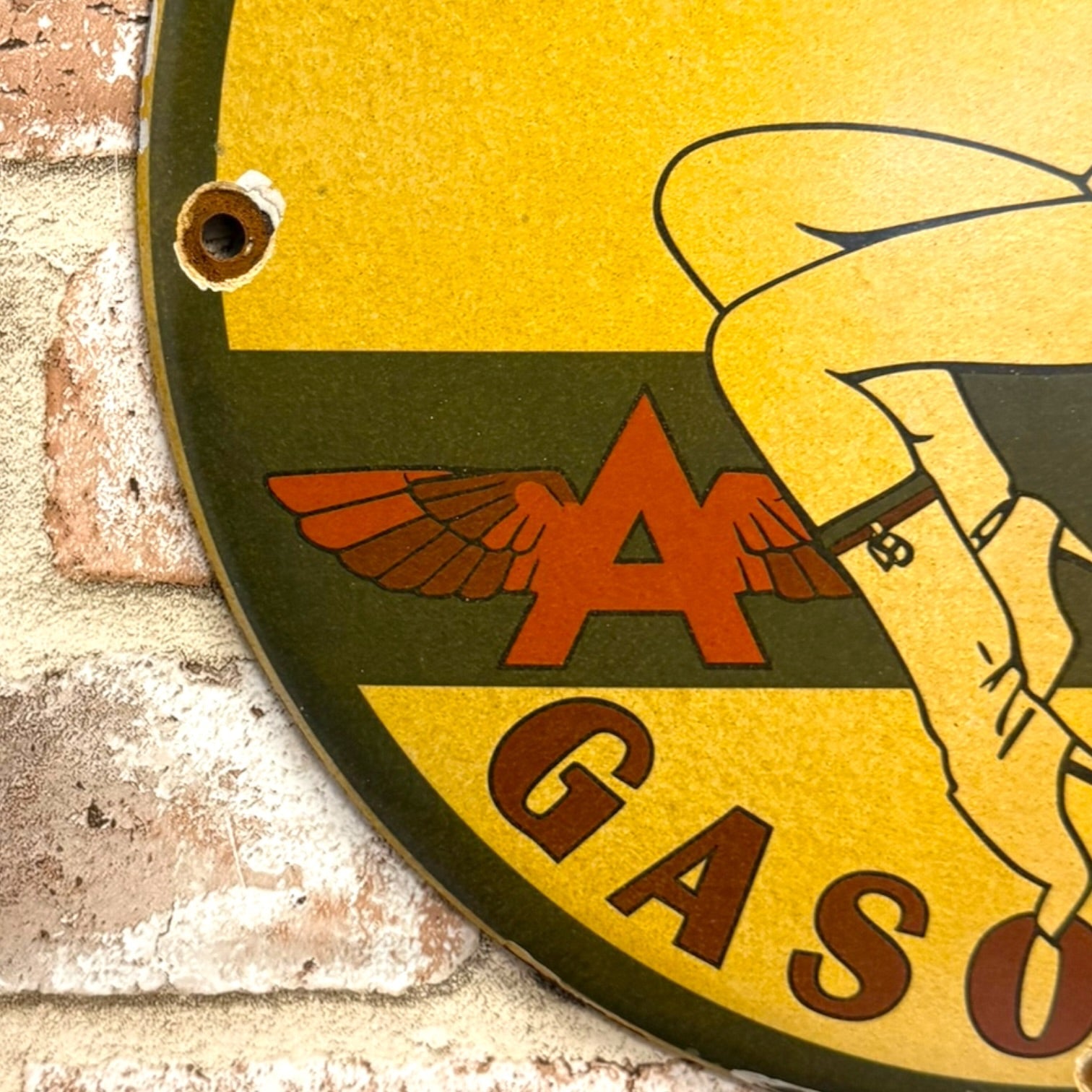 Tydol Flying A Gas Vintage Pin Up Porcelain Enamel Metal Sign
