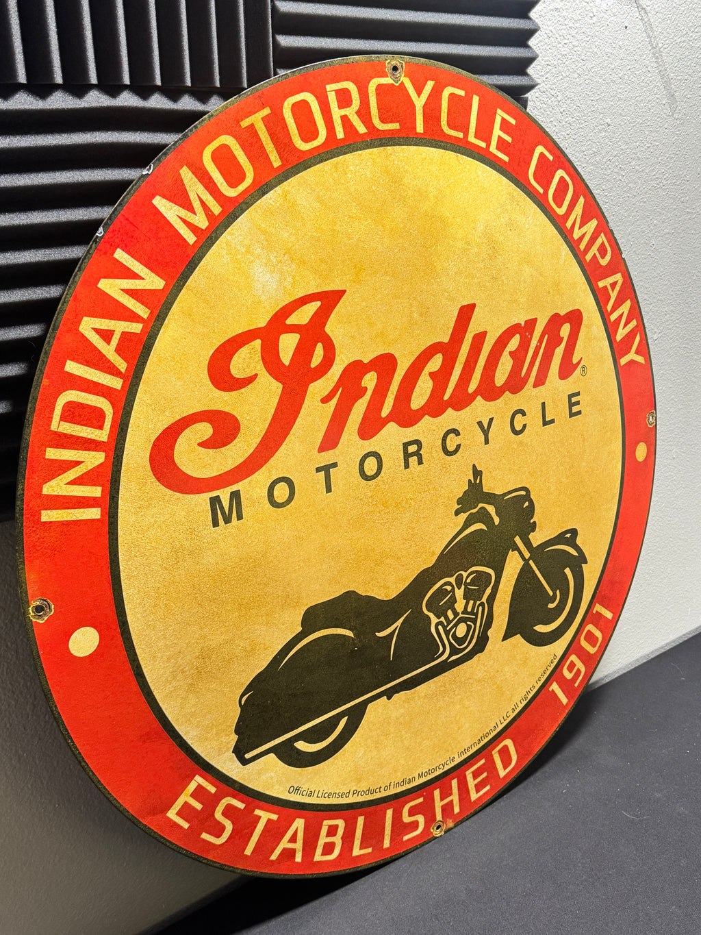 Indian Motorcycle Company Large 30-Inch Porcelain Metal Enamel Advertising Sign