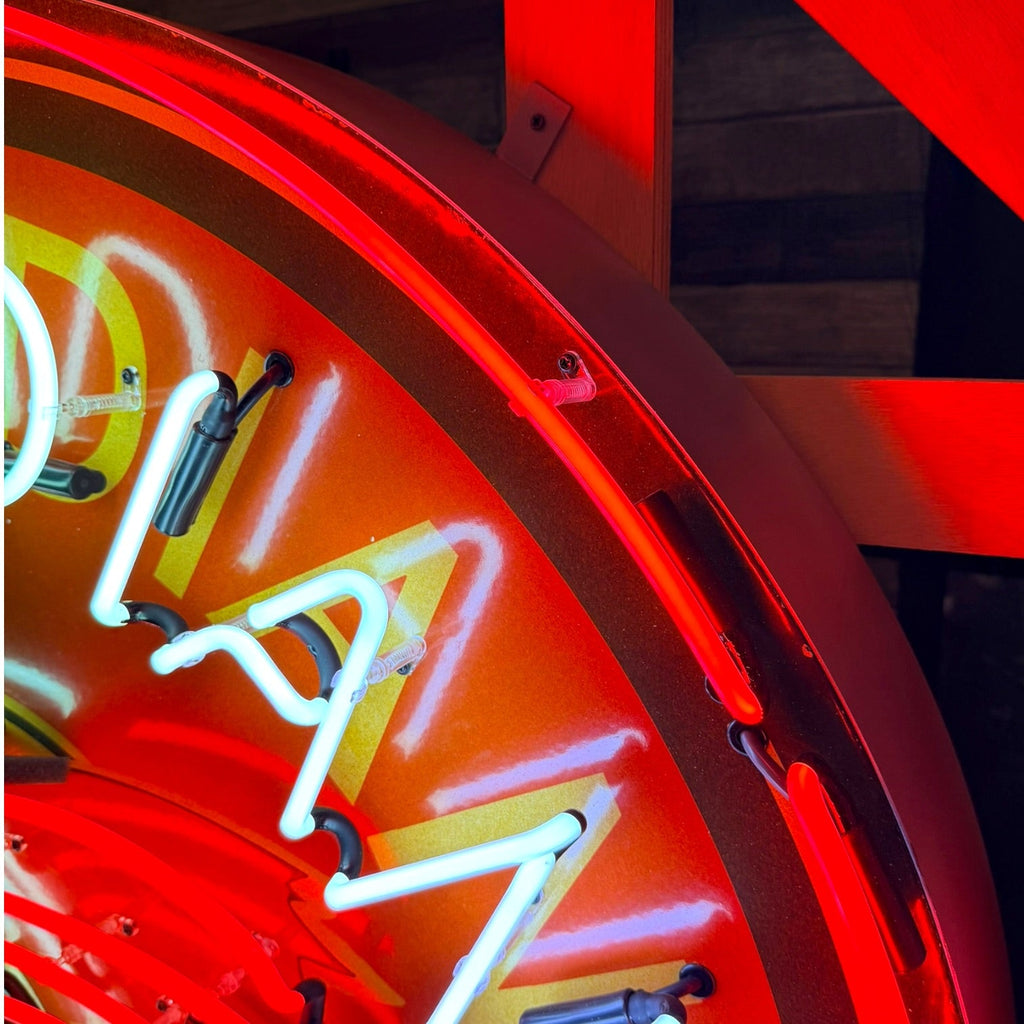 Red Indian Motor Oils Single-Sided Neon Porcelain Box Sign