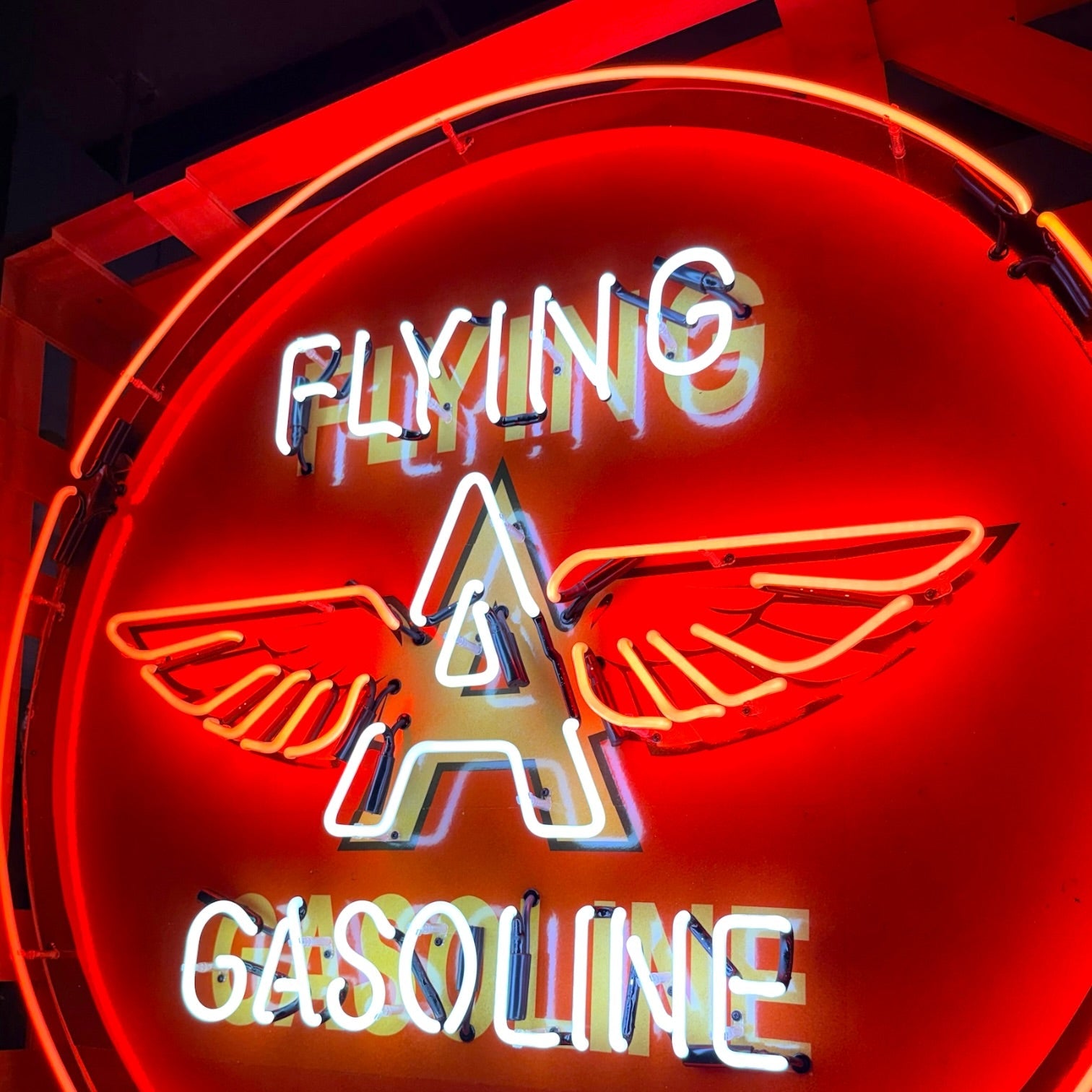 Flying A Gasoline Single-Sided Neon Porcelain Box Sign