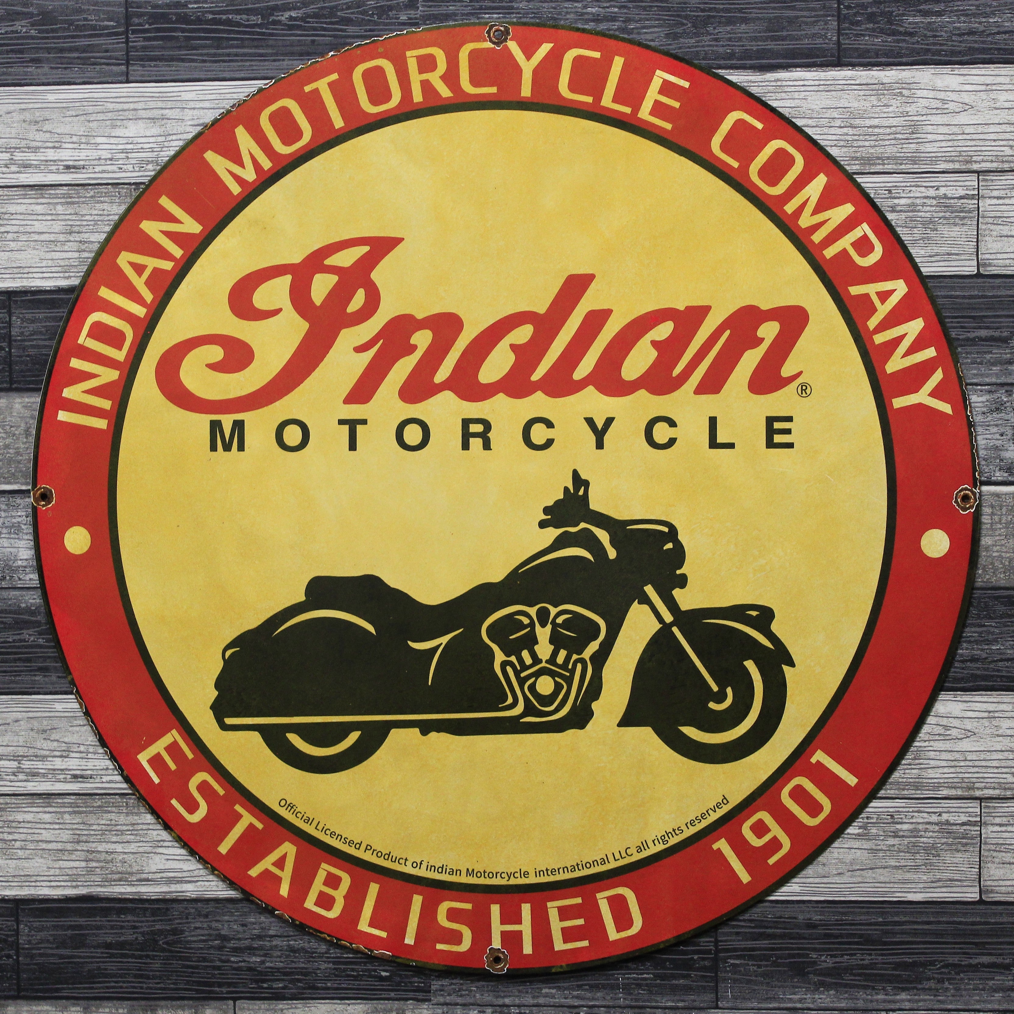 Indian Motorcycle Company Large 30-Inch Porcelain Metal Enamel Advertising Sign